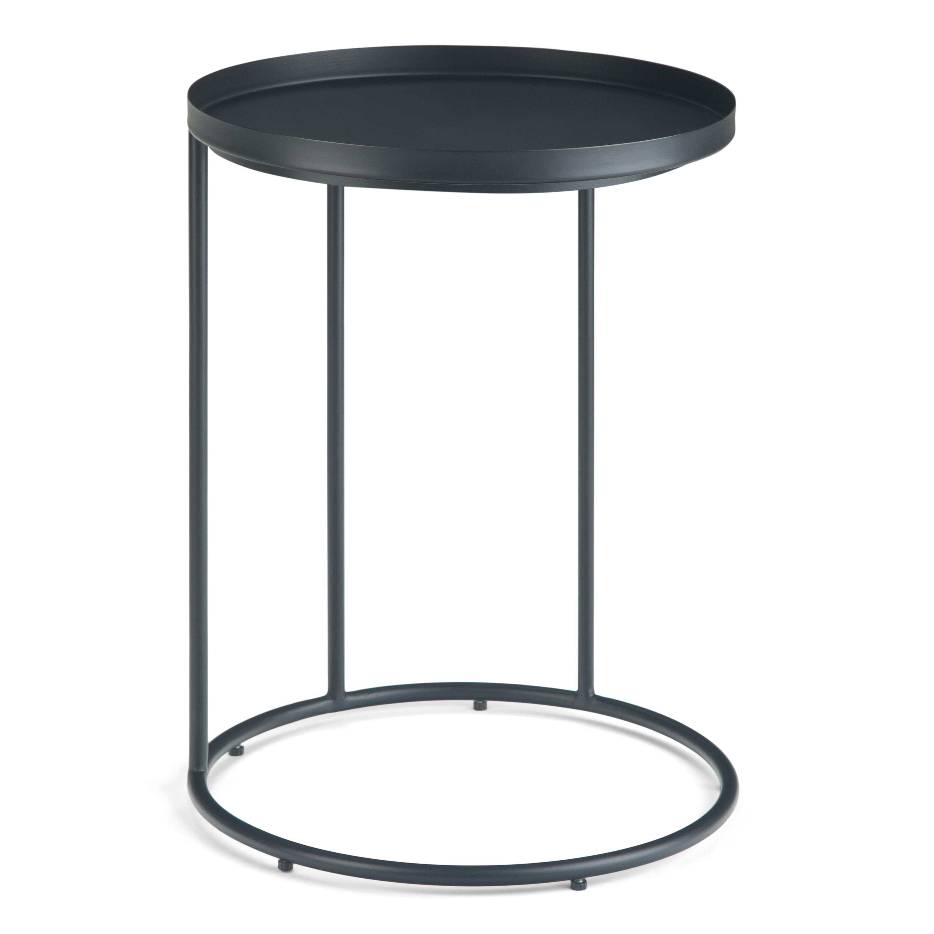 Simpli Home AXCMNT-09 Monet 18-in W x 23-in H Black Metal Round Industrial End Table Fully Assembled