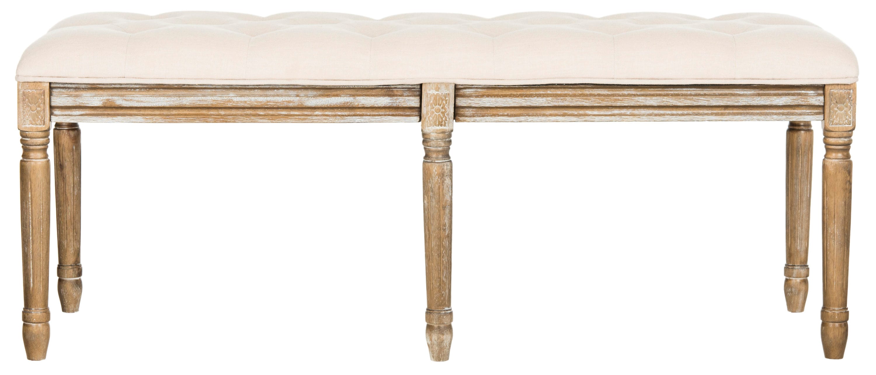 Safavieh FOX6231A Rocha Rustic Beige/Rustic Oak Accent Bench 43.2-in x 18.0-in x 18.1-in