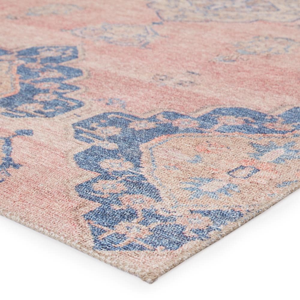 Kairos Blue and Pink Medallion Washable Runner Rug