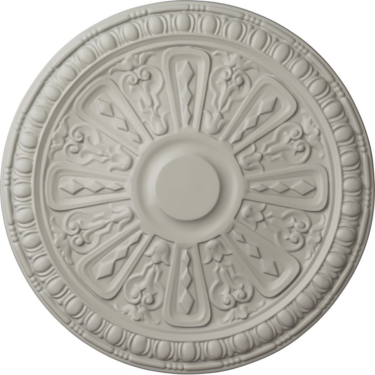 Ekena Millwork CM18RA2PCF Raymond 18-in W x 18-in L Painted Pot Of Cream Polyurethane Whole Ceiling Medallion