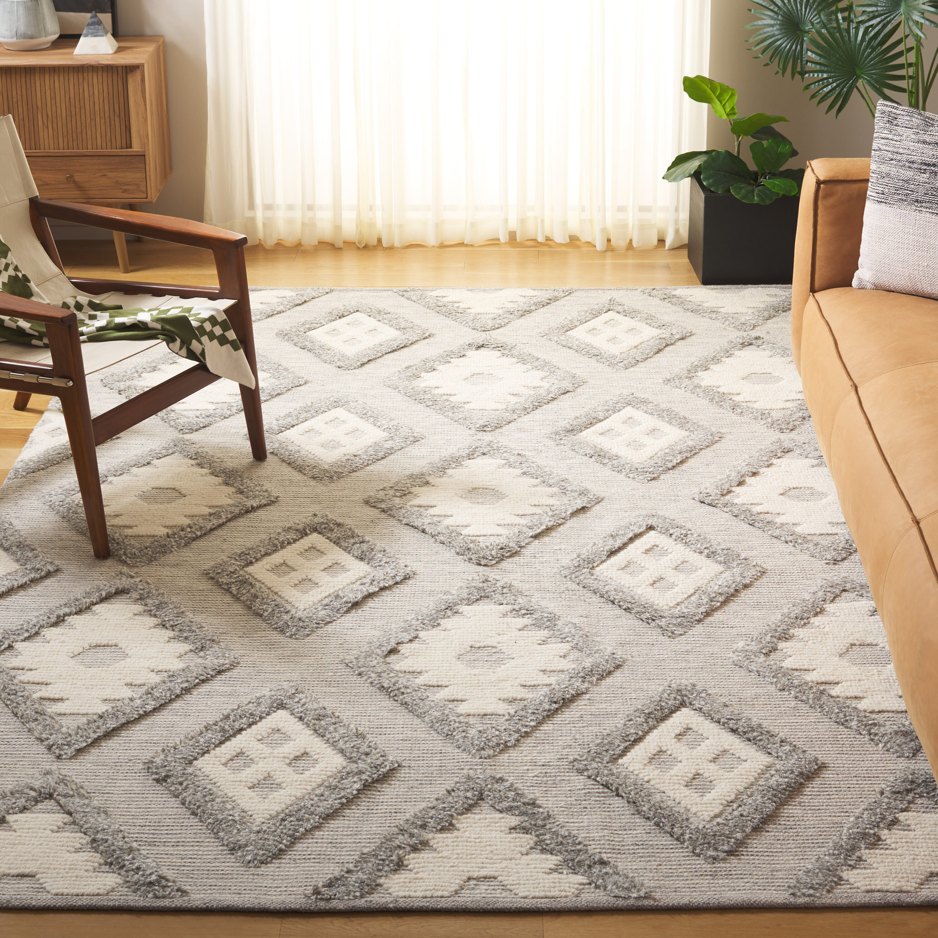  Natura 203 Gray/Ivory Bohemian 6ft x 9ft Medium Rectangle Rug