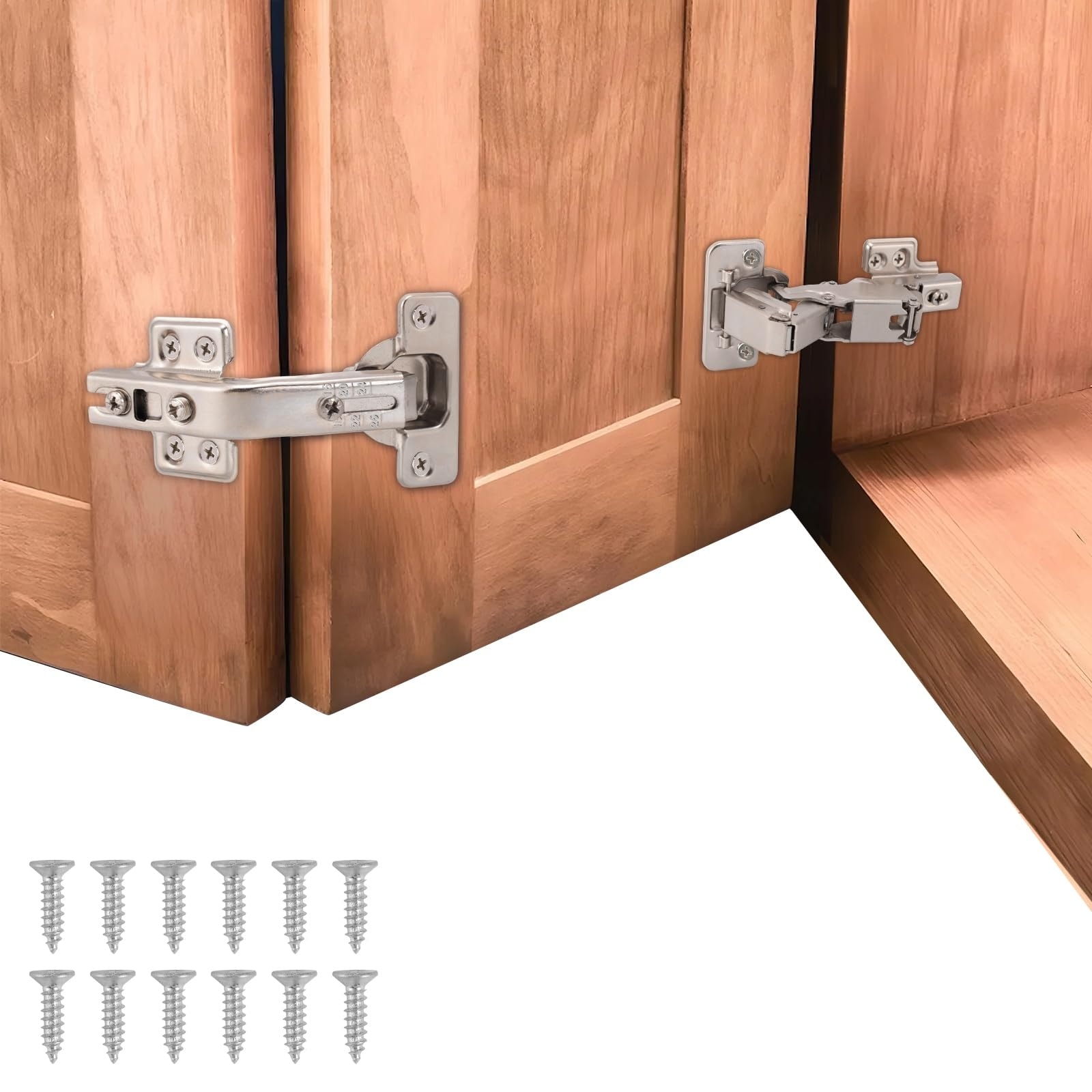 Phyfalip 4 Pack Soft Close 165 Degree and 135 Degree Cabinet Hinges for Lazy Susan Pie Cut Corner Bifold Doors Full Overlay Frameless Adjustable #LPF0502R21