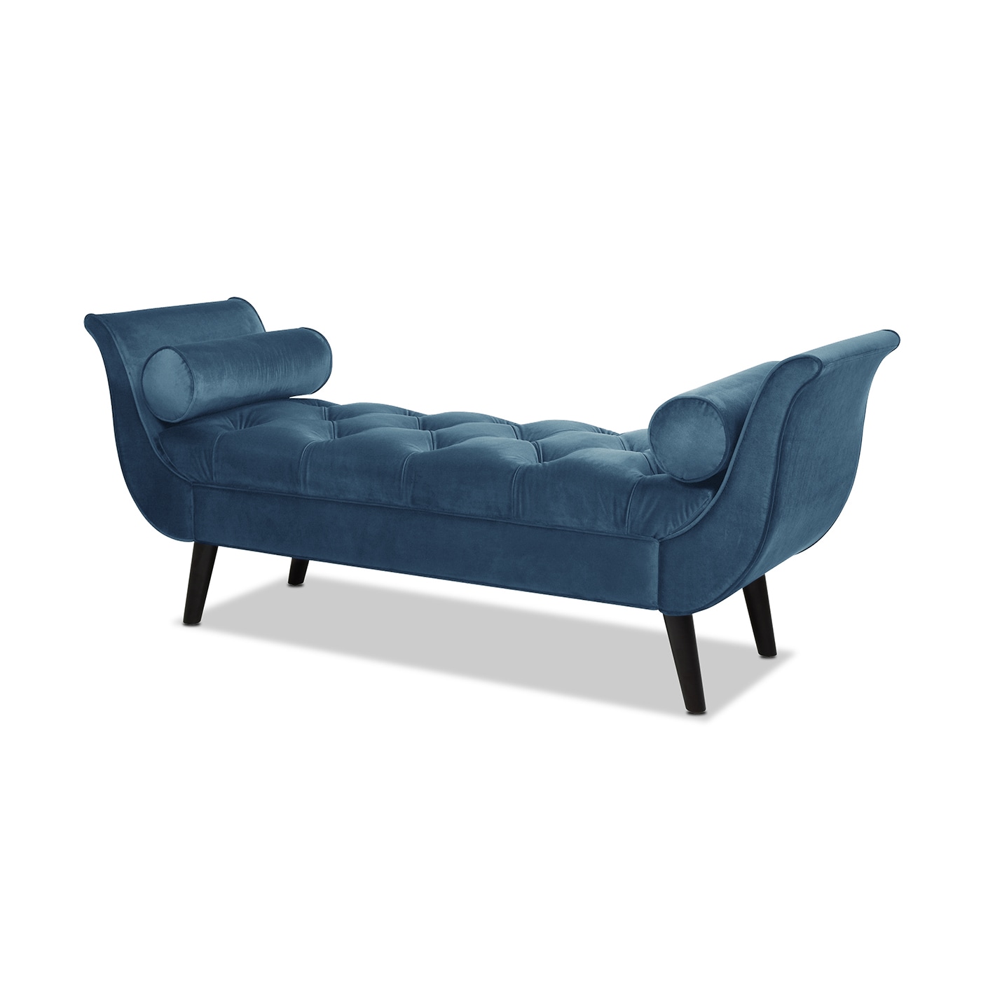 Jennifer Taylor Home 85170-867 Alma Midcentury Satin Teal Velvet Accent Bench 64.5-in x 20-in x 25.5-in