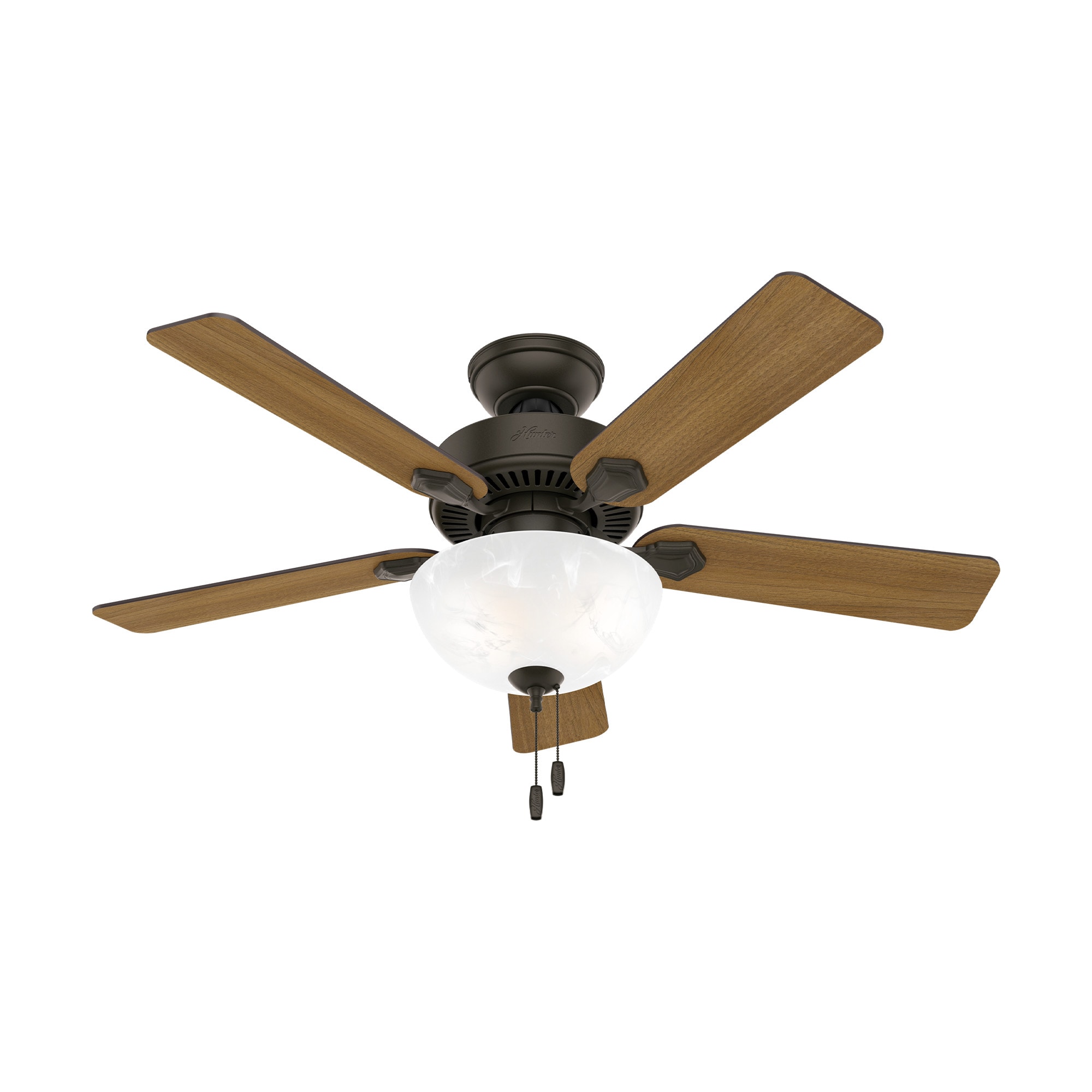Hunter 50896 Swanson 44-in New Bronze with American Walnut/Grayed Walnut Blades Ceiling Fan With Light ( 5 -Blade )