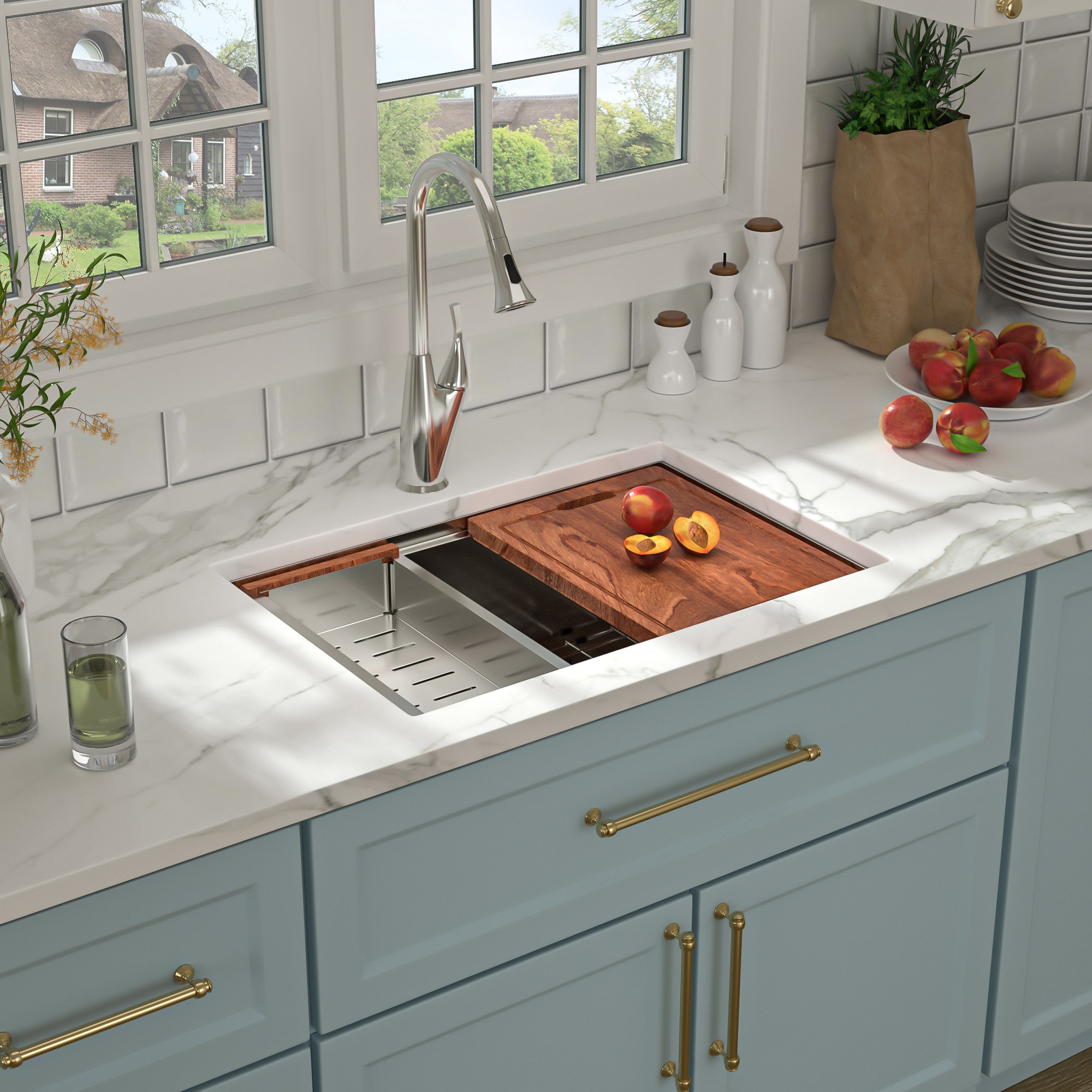 Lordear LD-LUS2819A1 Undermount 28-in x 19-in Stainless steel Single bowl 16 -Gauge Workstation Kitchen Sink