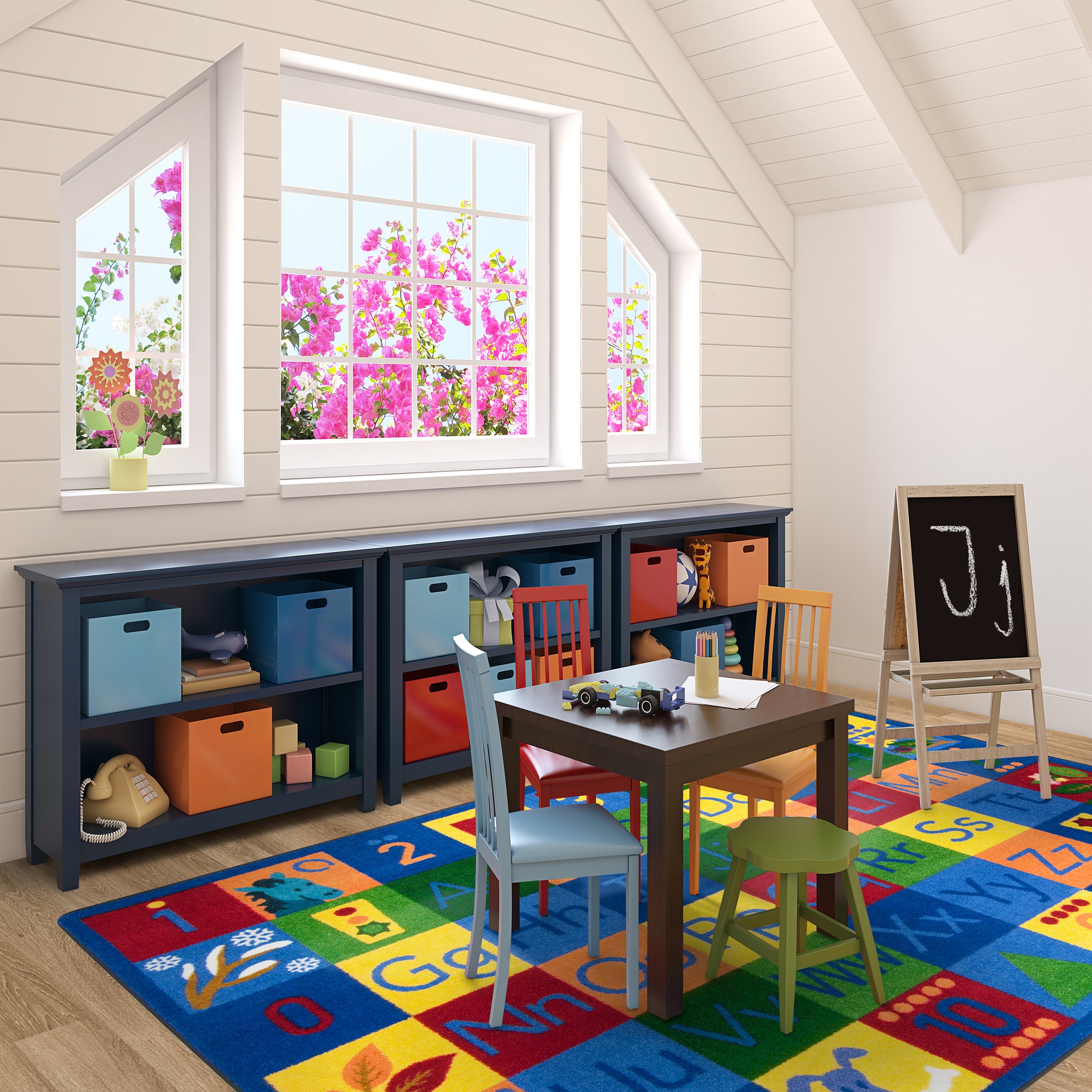 Joy Carpets 2009C Kid Essentials 5 x 8 (ft) Tufted Nylon Multi Rectangular Indoor Area rug