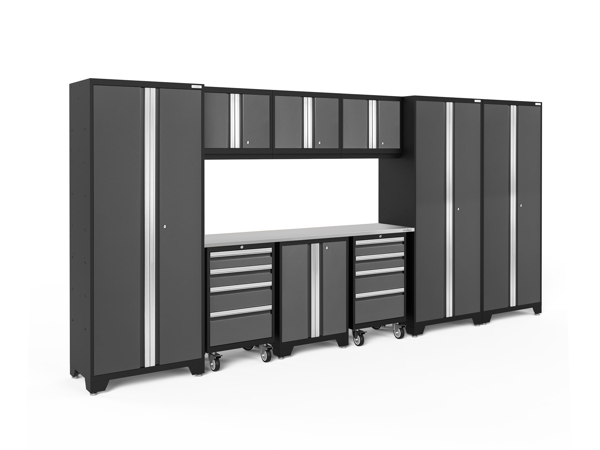 NewAge Products 50413 162.0-in W x 76.75-in H x 18.0-in D 9 -Cabinets Steel Charcoal Gray Garage Storage System