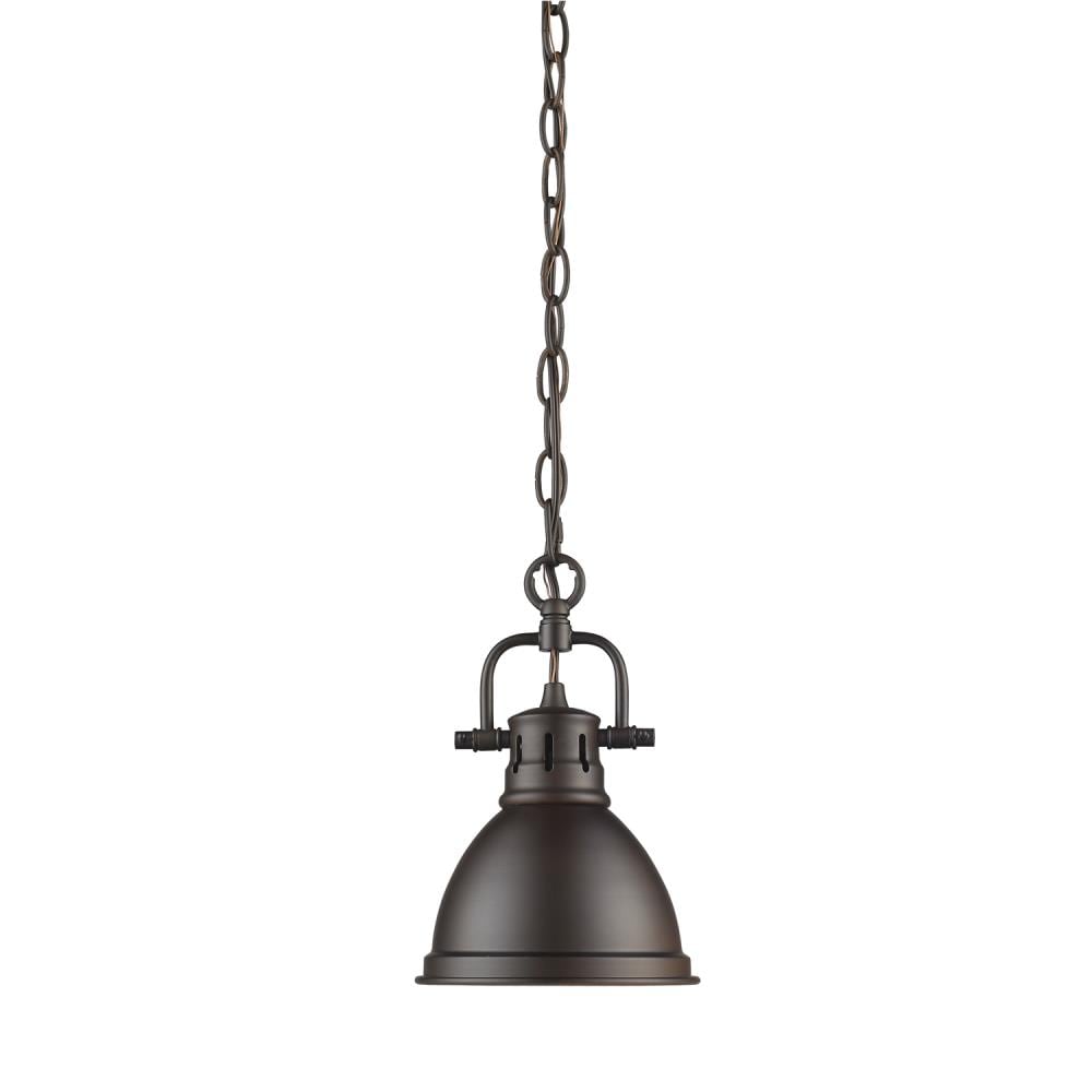 Golden Lighting 3602-M1L RBZ-RBZ Duncan Rubbed Bronze Transitional Dome Mini Hanging Pendant light