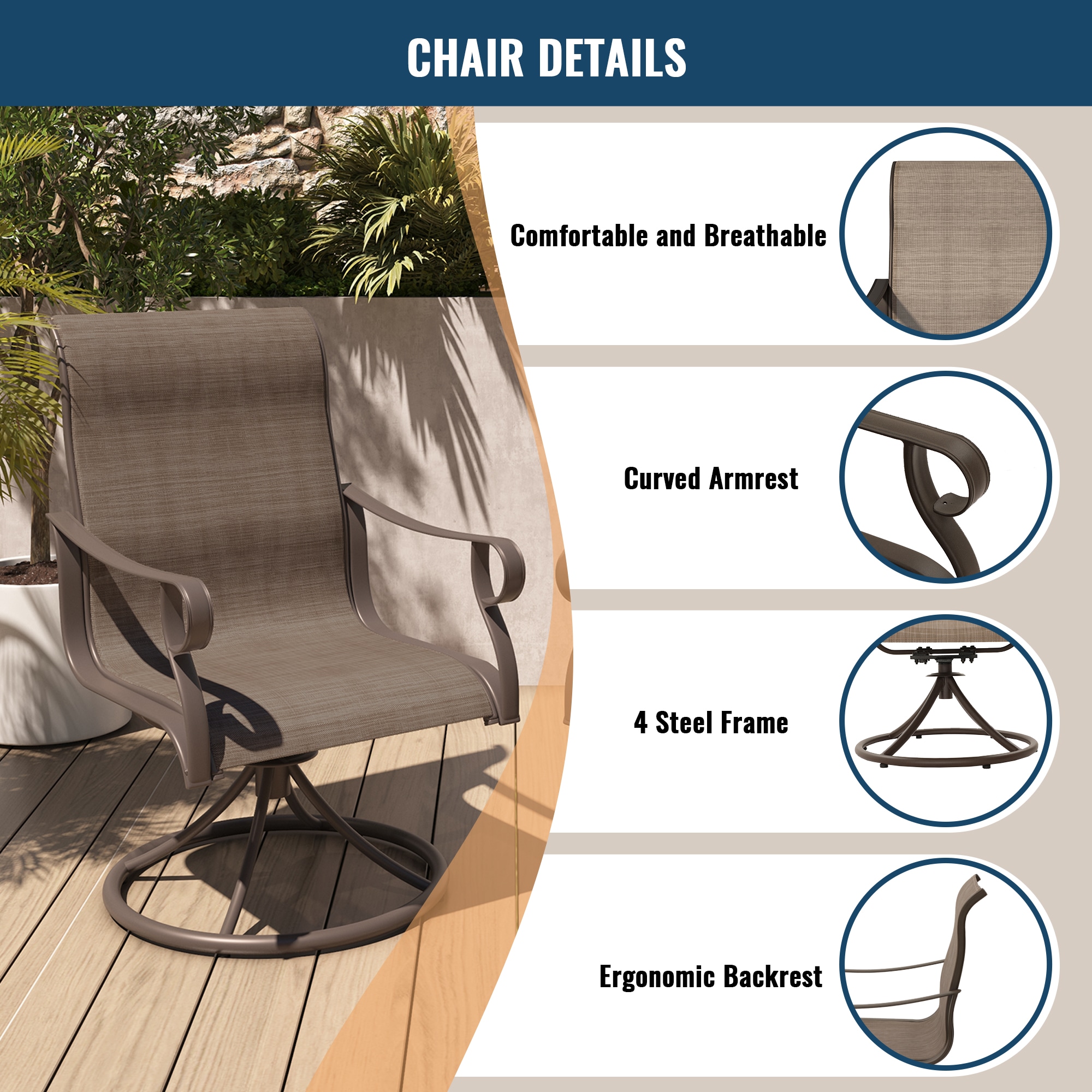 Clihome CL-SLZYC01-BR Patio-Chairs - View #8