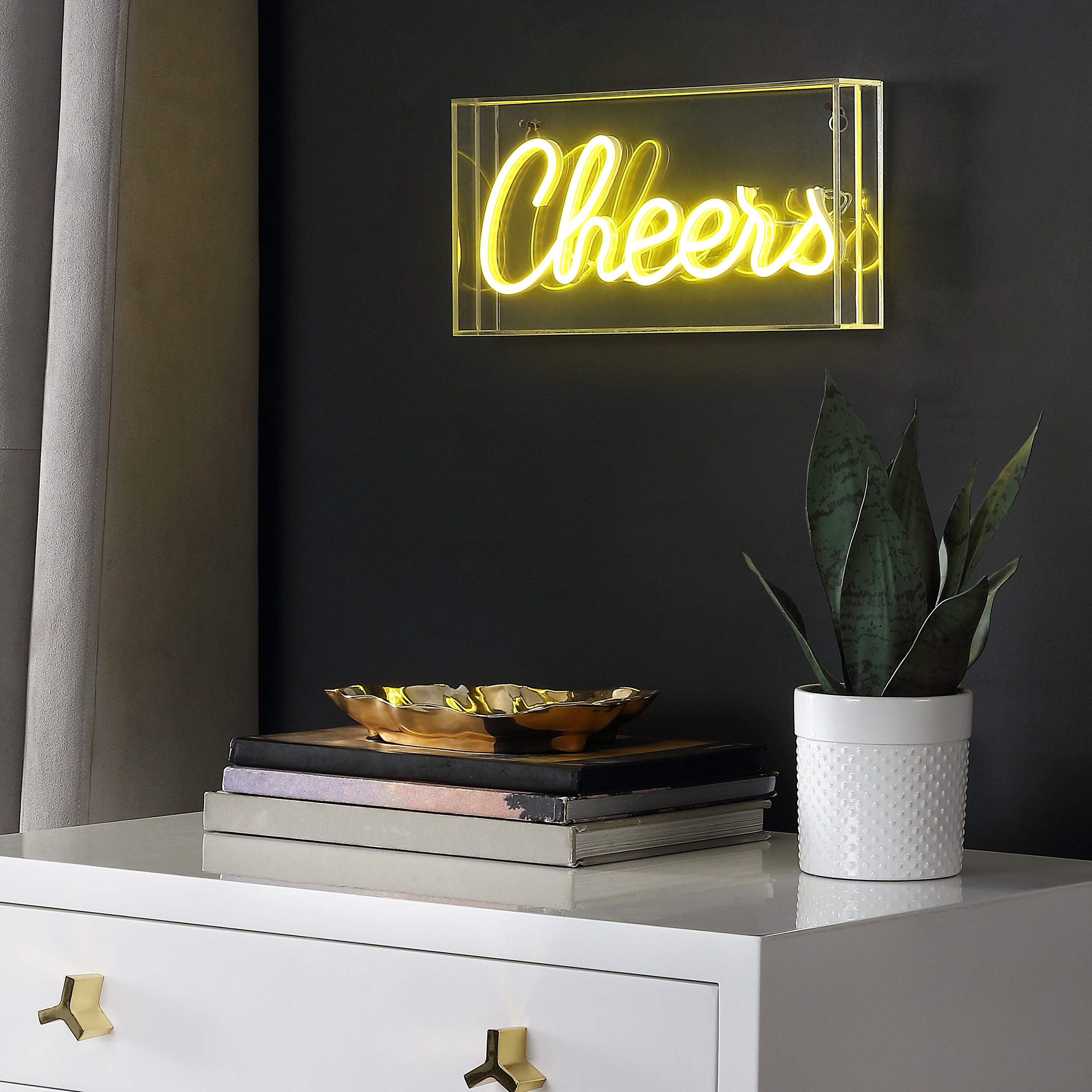 Cheers Yellow Acrylic Box USB LED Neon Light