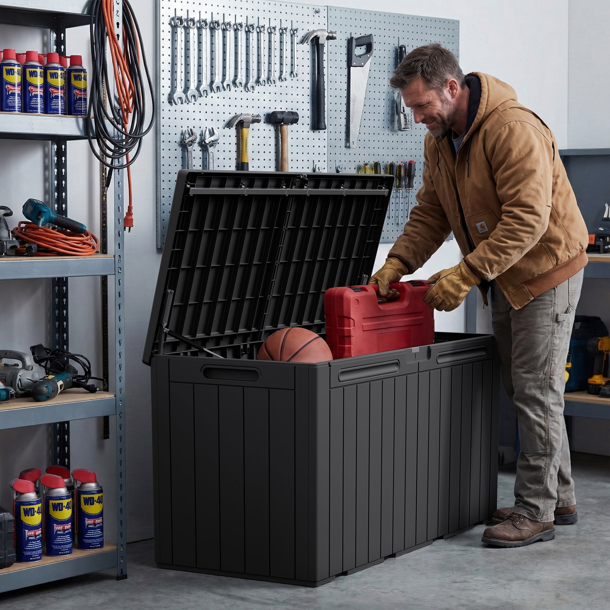 Patiowell 100-Gallon Black Plastic Deck Box in the Deck Boxes