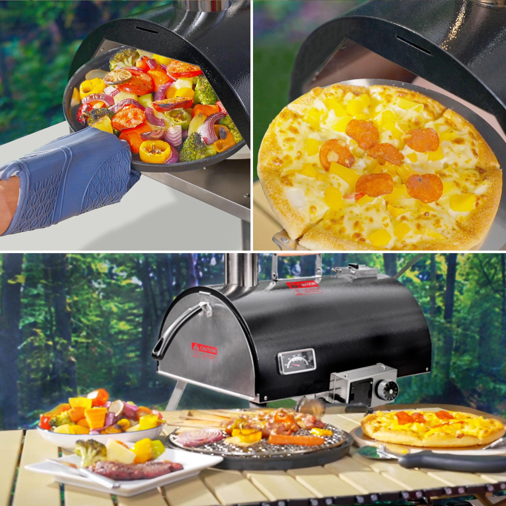 Siavonce Pizza Maker Outdoor Pizza Oven Stainless Steel Wood Pellet Freestanding in the Outdoor