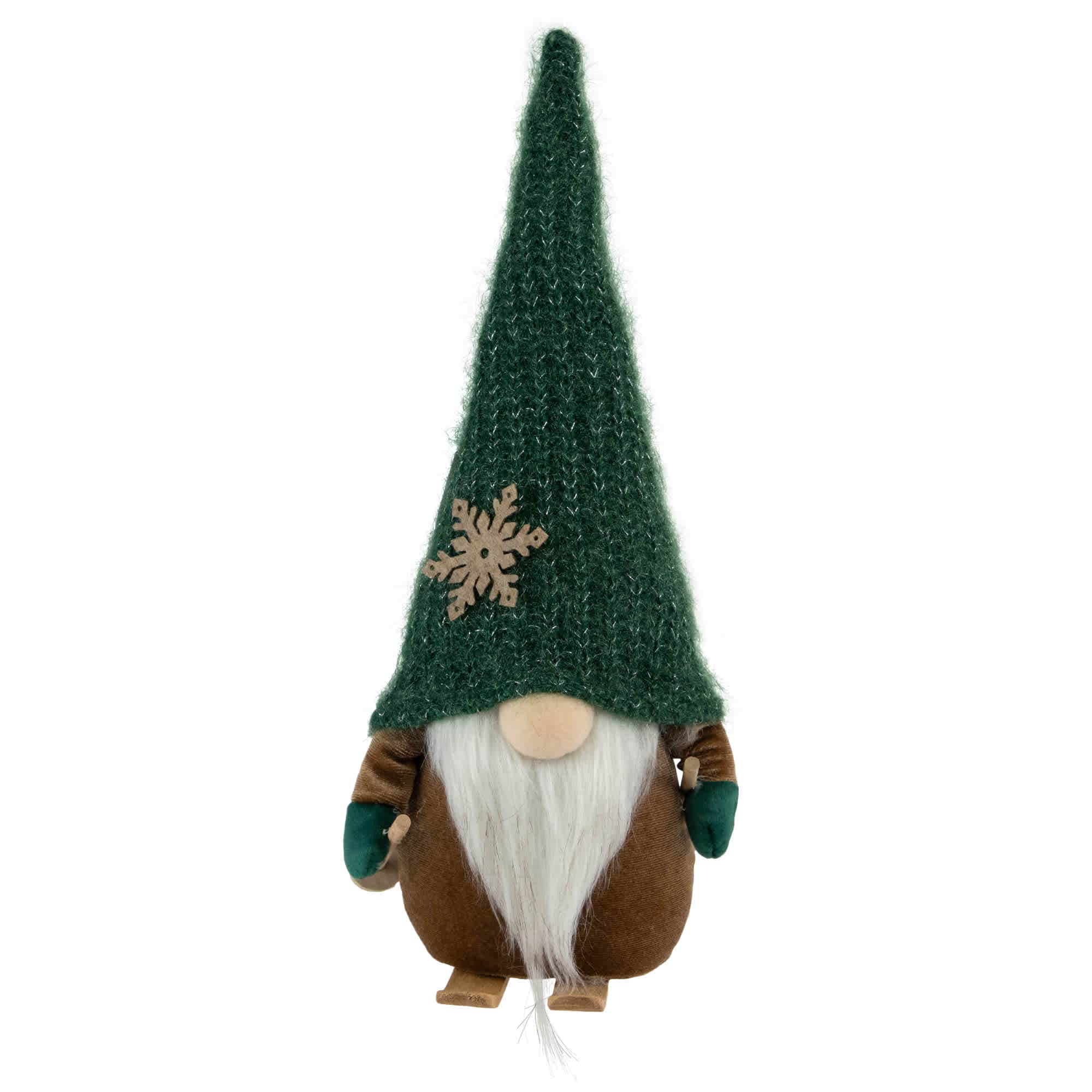 Northlight Skiing Gnome with Snowflake Knitted Hat Christmas Decoration - 12.5 inch