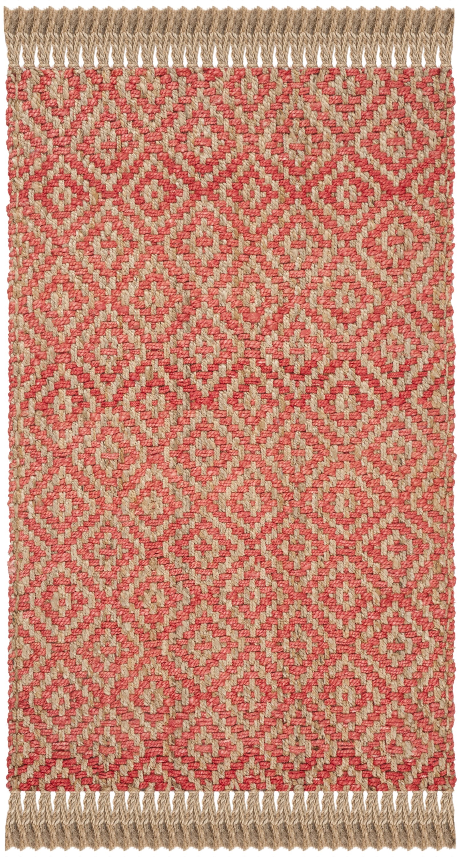 Safavieh NF266G-4 Natural Fiber Davie 4 x 6 (ft) Jute Fuchsia/Natural Rectangular Indoor Geometric Coastal Area rug