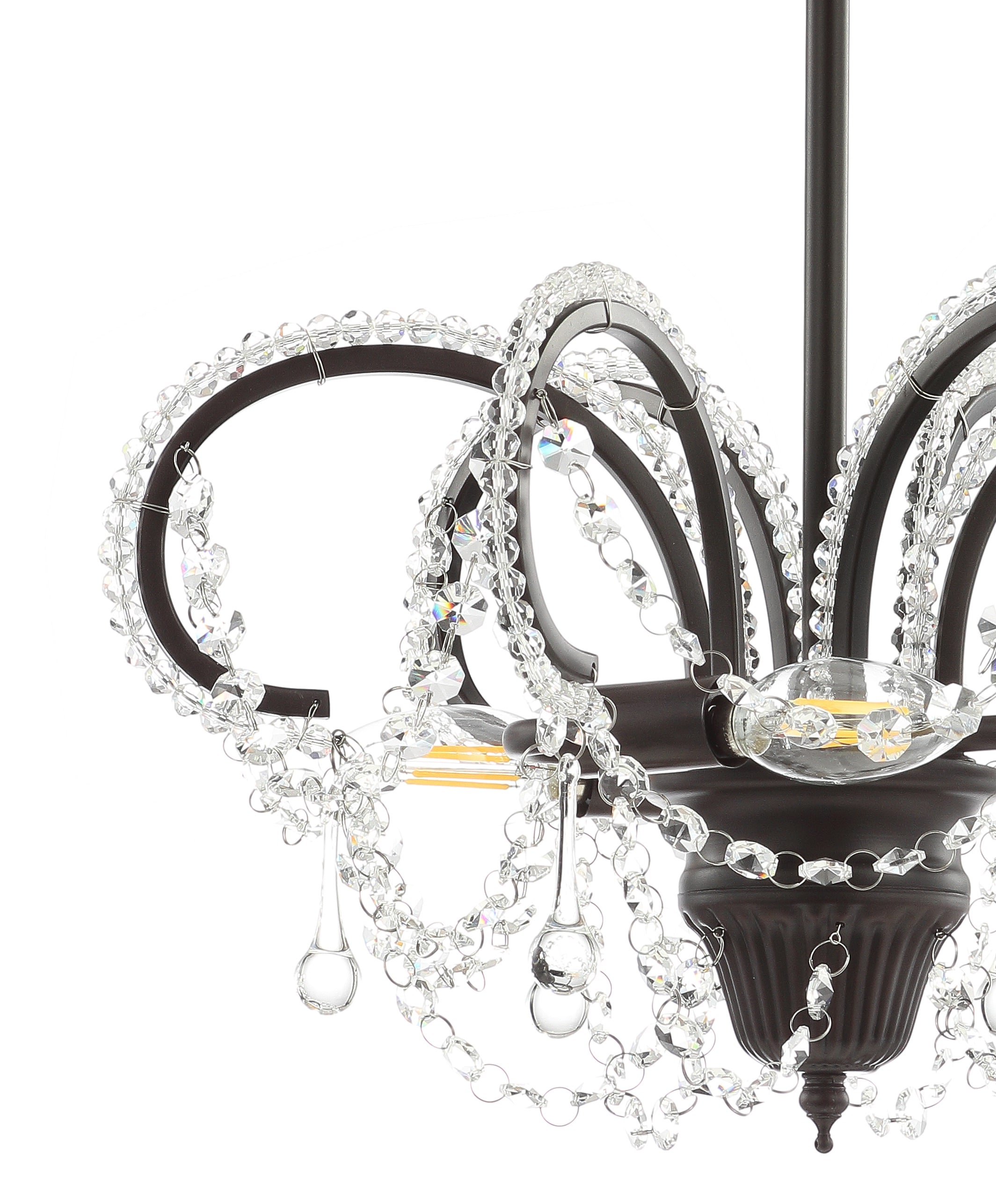Bronze Crystal LED Adjustable Ceiling Mount Chandelier