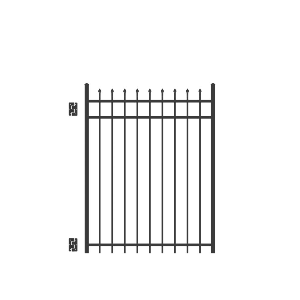 Freedom 73009371 Providence 5-ft H x 4-ft W Black Aluminum Decorative Walk-thru Spaced picket Fence gate