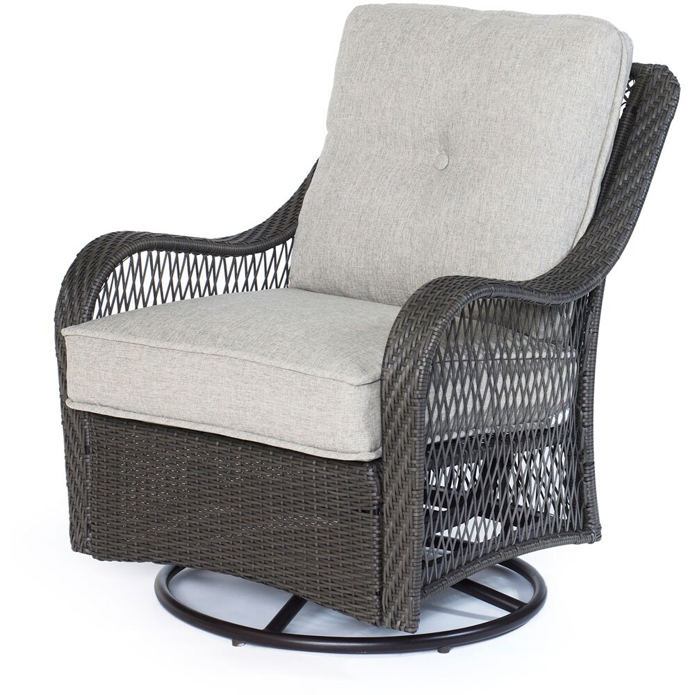 Hanover Orleans 4-Piece Wicker Patio Conversation Set with Silver ...