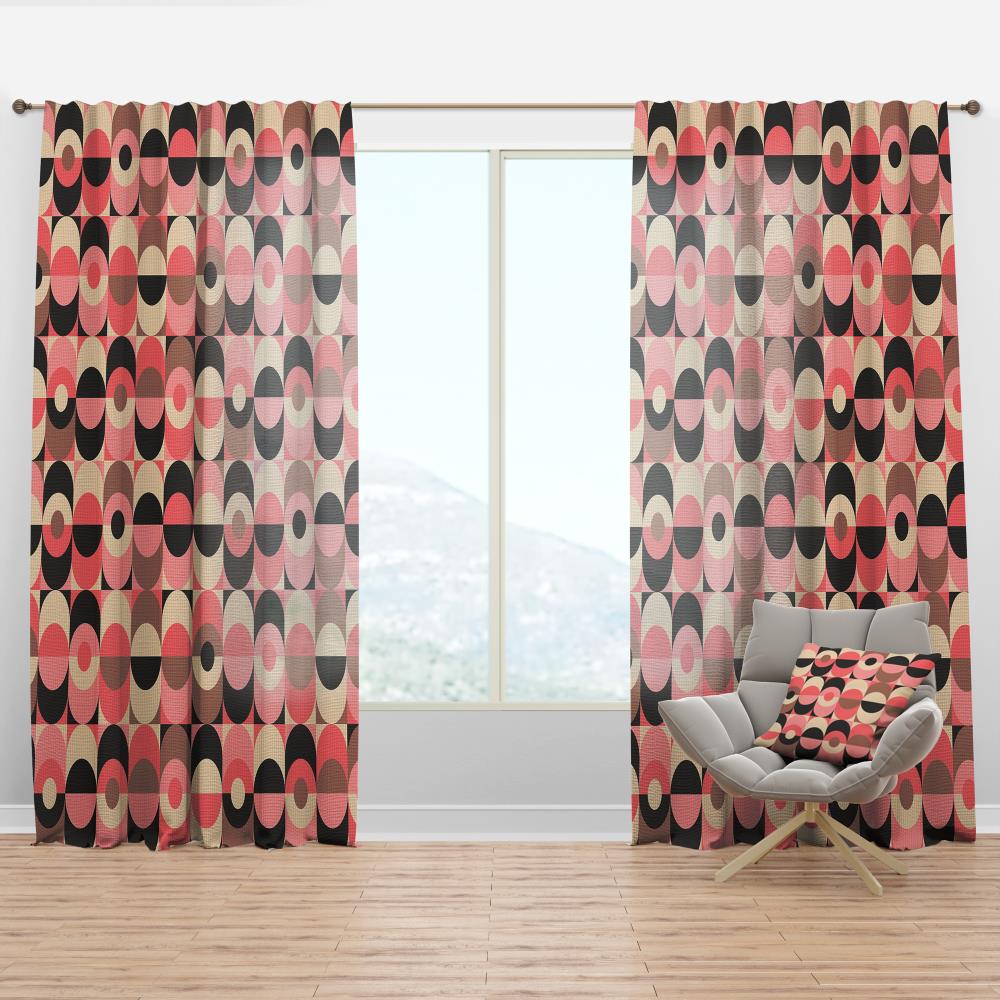 Designart CTN24037-52-120 120-Inches Pink Geometric Room darkening Thermal lined Rod pocket Single curtain panel