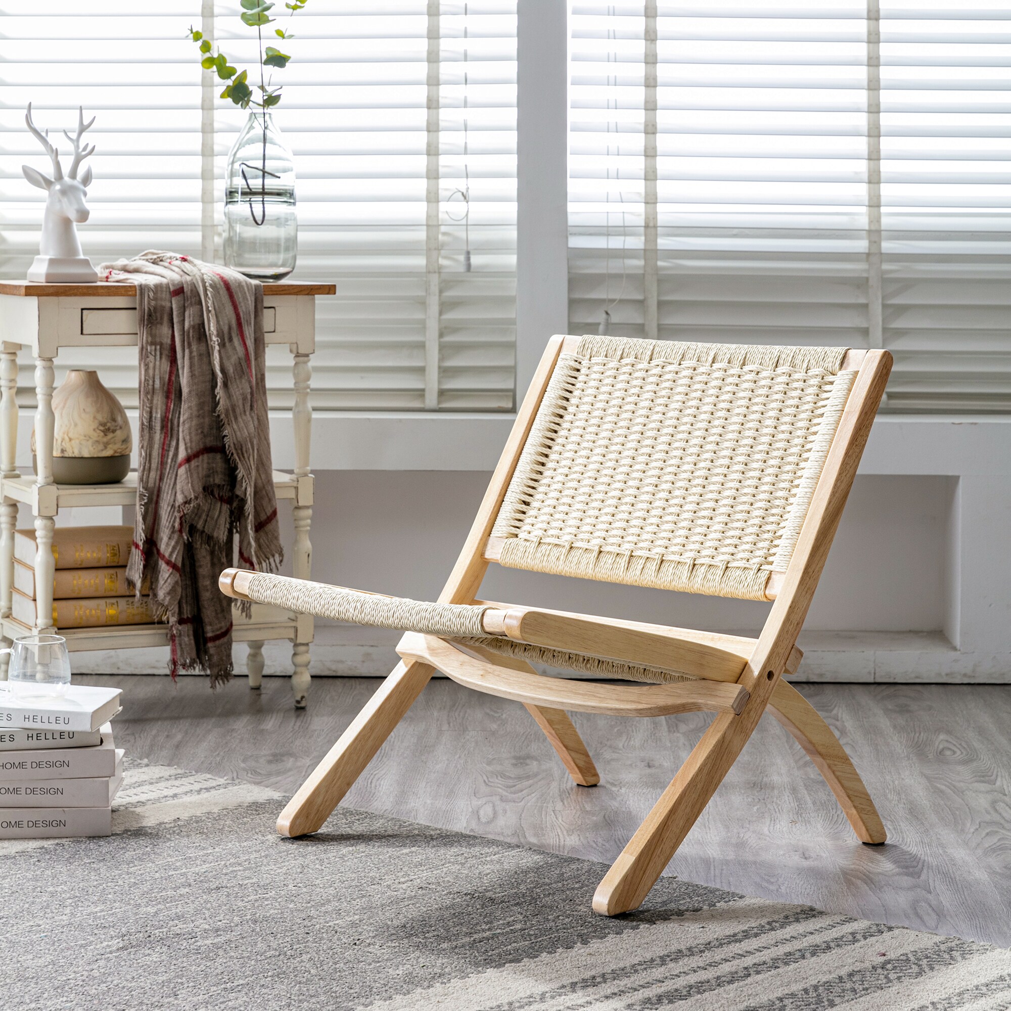 LUE BONA LB21CH0035-400LS Beige-Cross Commercial/Residential Standard Folding Chair with Woven Seat ( Indoor or outdoor )