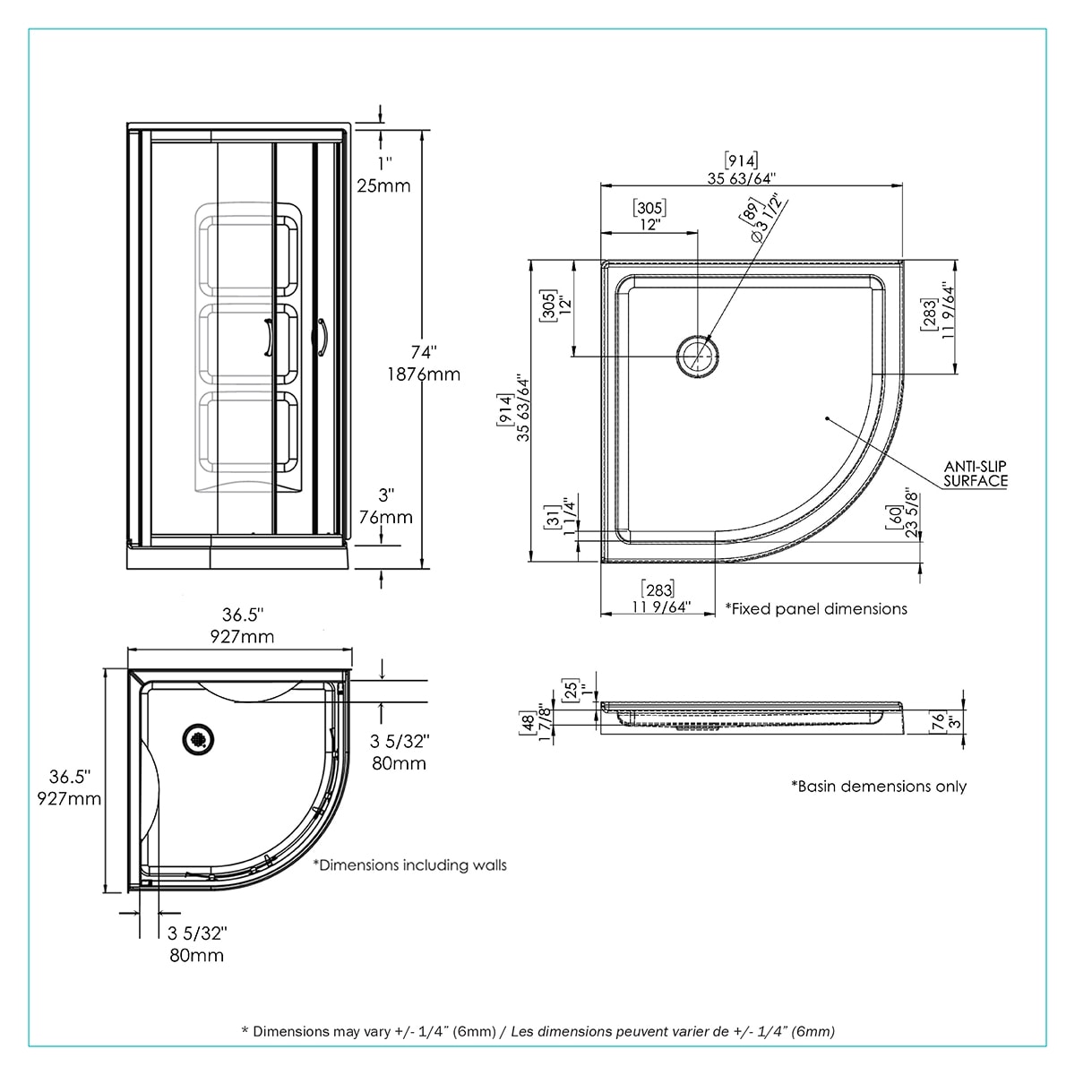 A&E Bath and Shower MONA-36-KIT Alcove-Shower-Kit - View #7