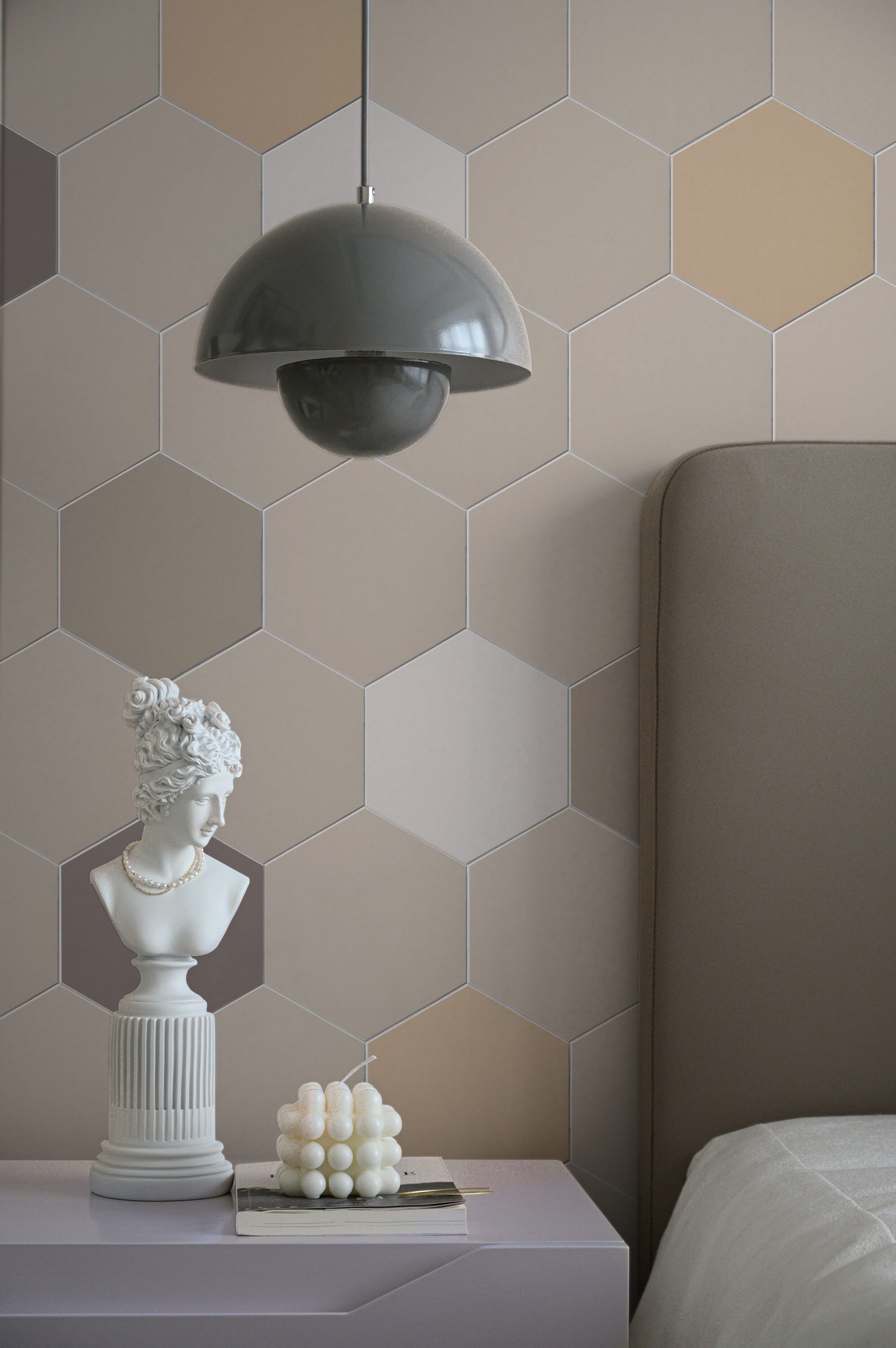 Latte Hexagon Stone Composite Peel & Stick Wall Tile