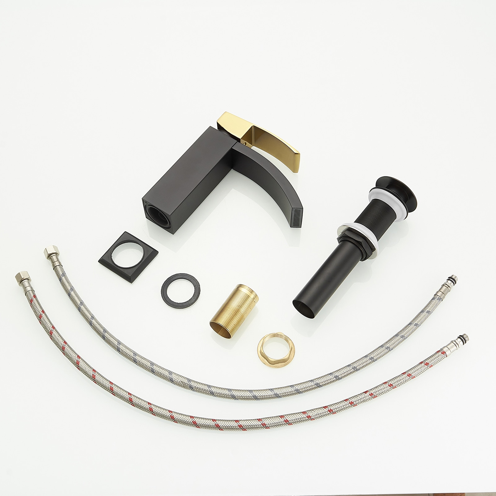 Gold and Black Waterfall Single Handle Bathroom Faucet