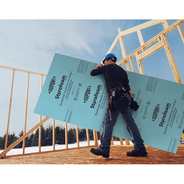 STYROFOAM R-4, 0.78-in x 4-ft x 8-ft Residential Sheathing Faced Polystyrene  Board Insulation in the Board Insulation department at