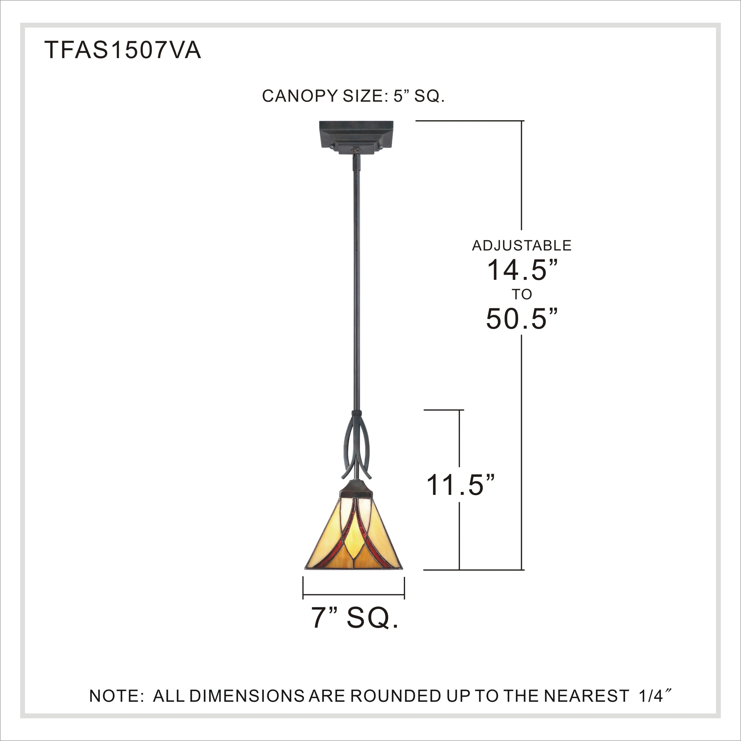 Asheville Valiant Bronze Tiffany Glass Mini Pendant Light