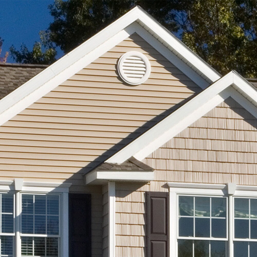 Builders Edge 18-in X 18-in White Round Vinyl Gable Louver Vent In The ...