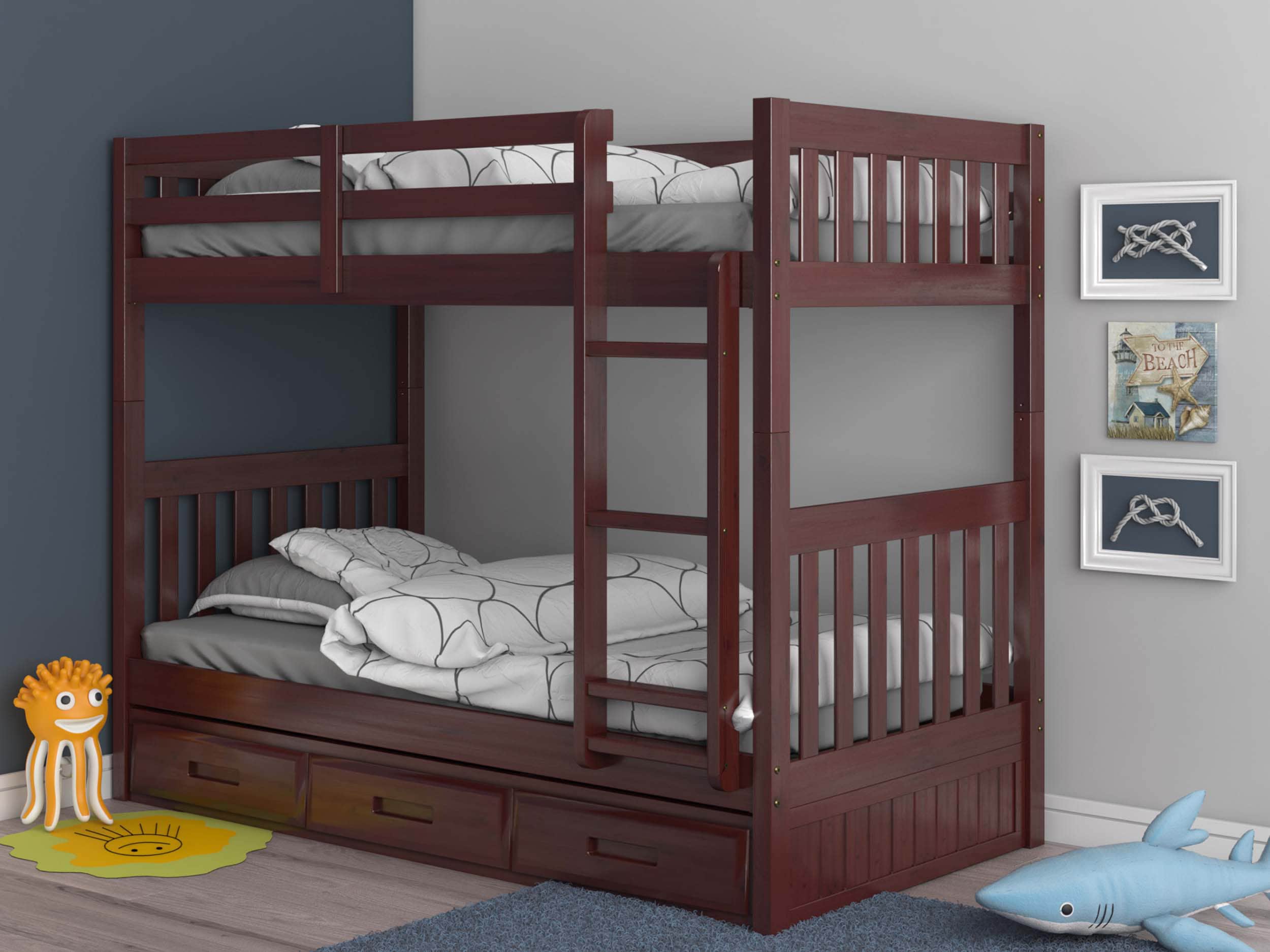 OSHOME 2811K3-22 Rich Merlot Twin over twin Bunk Bed
