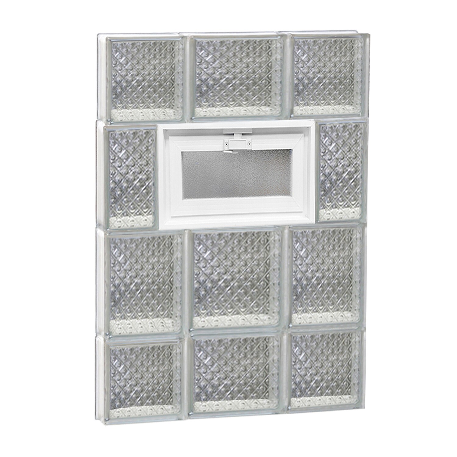 REDI2SET V2028DP Diamond Glass 19-1/4-in x 27-in Frameless Replacement Vented Glass Block Window
