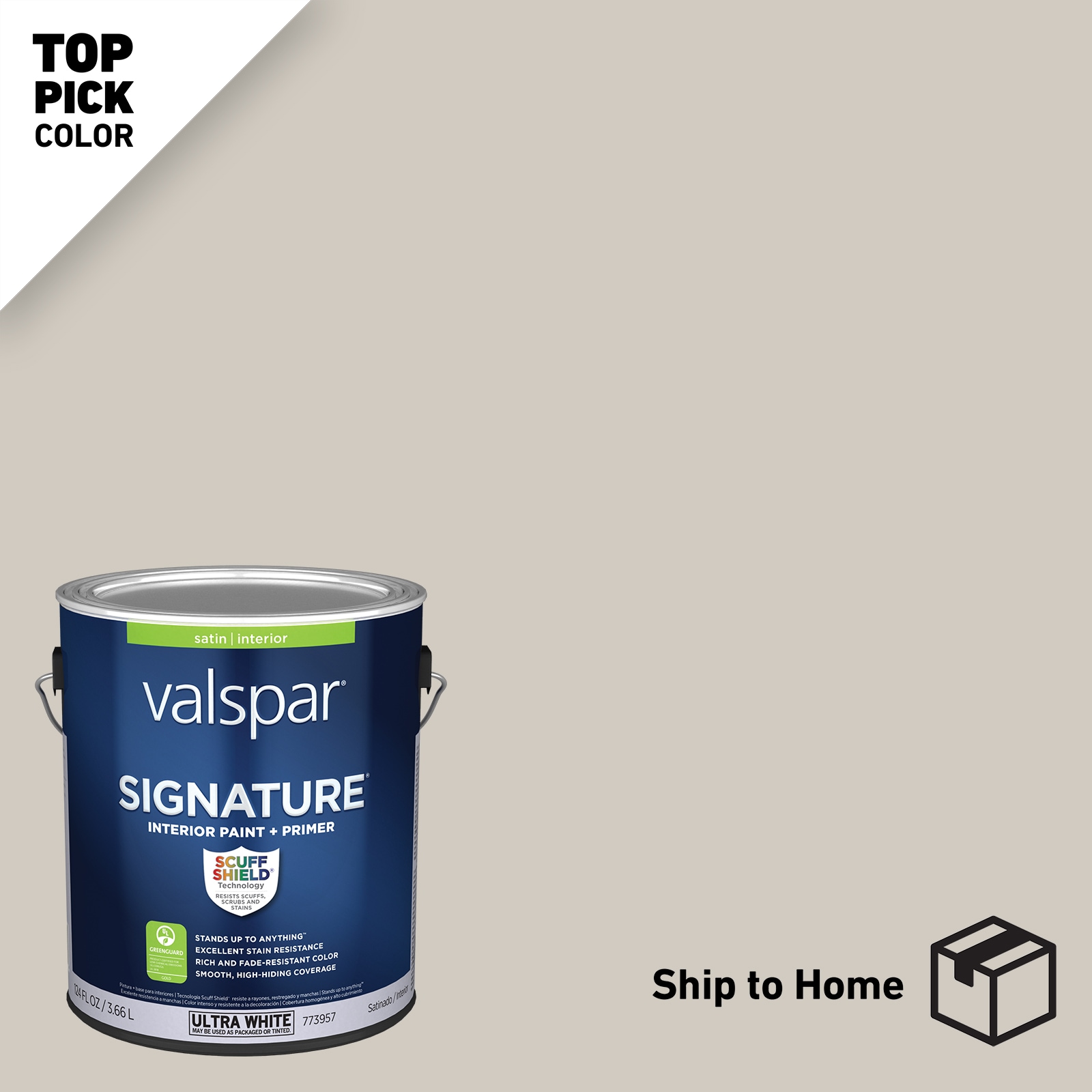 Valspar Signature Satin Agreeable Gray Hgsw3467 Interior Paint (1-Gallon) in the Interior Paint department at