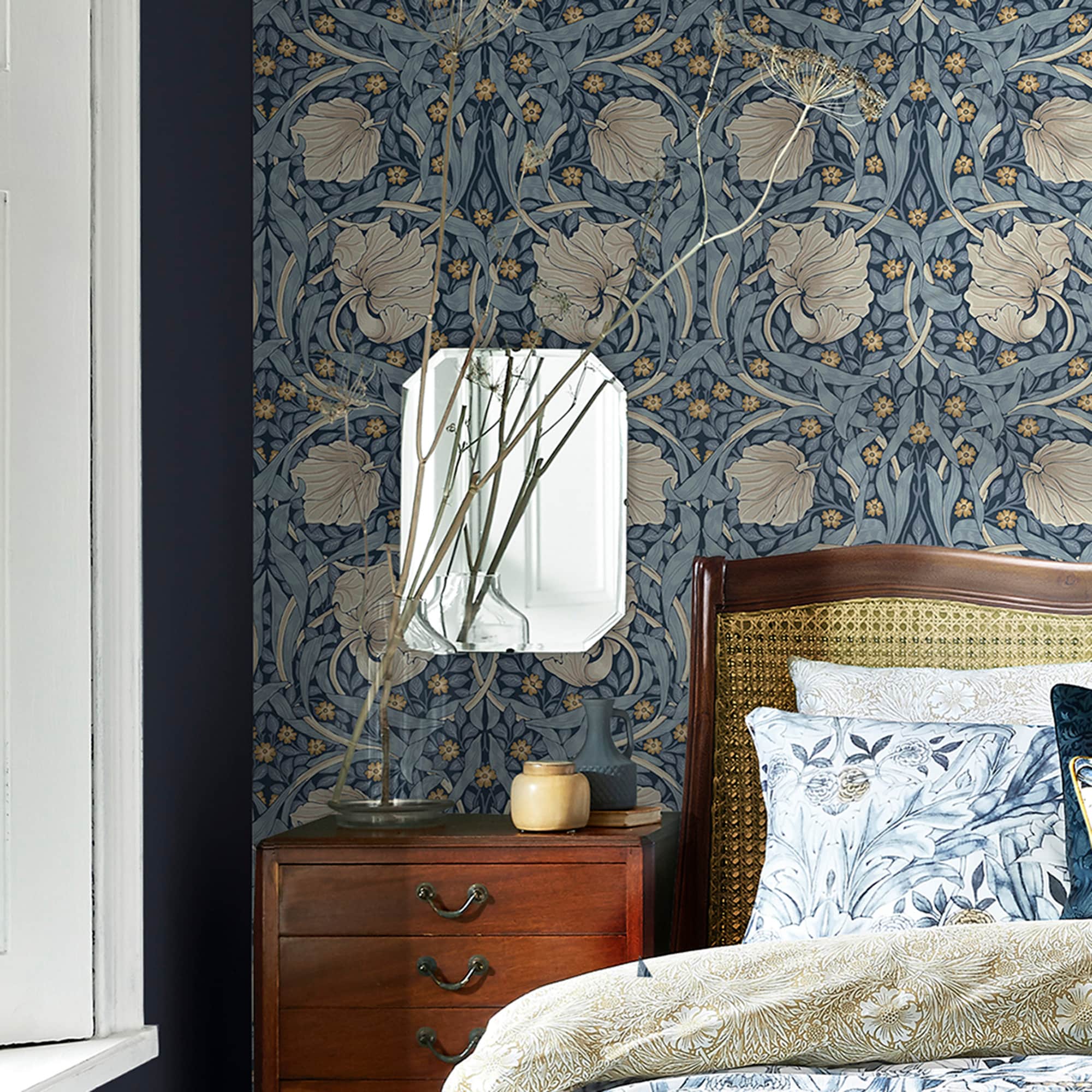 Pimpernel Blue Floral Non-Pasted Washable Wallpaper