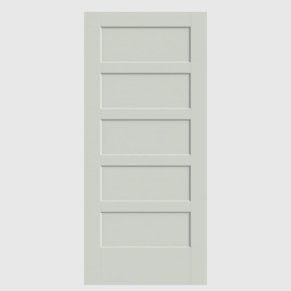 Masonite 640446 Bayshore 36-in x 80-in Snow Storm 5-panel square Smooth Solid core Primed Molded composite Slab Door