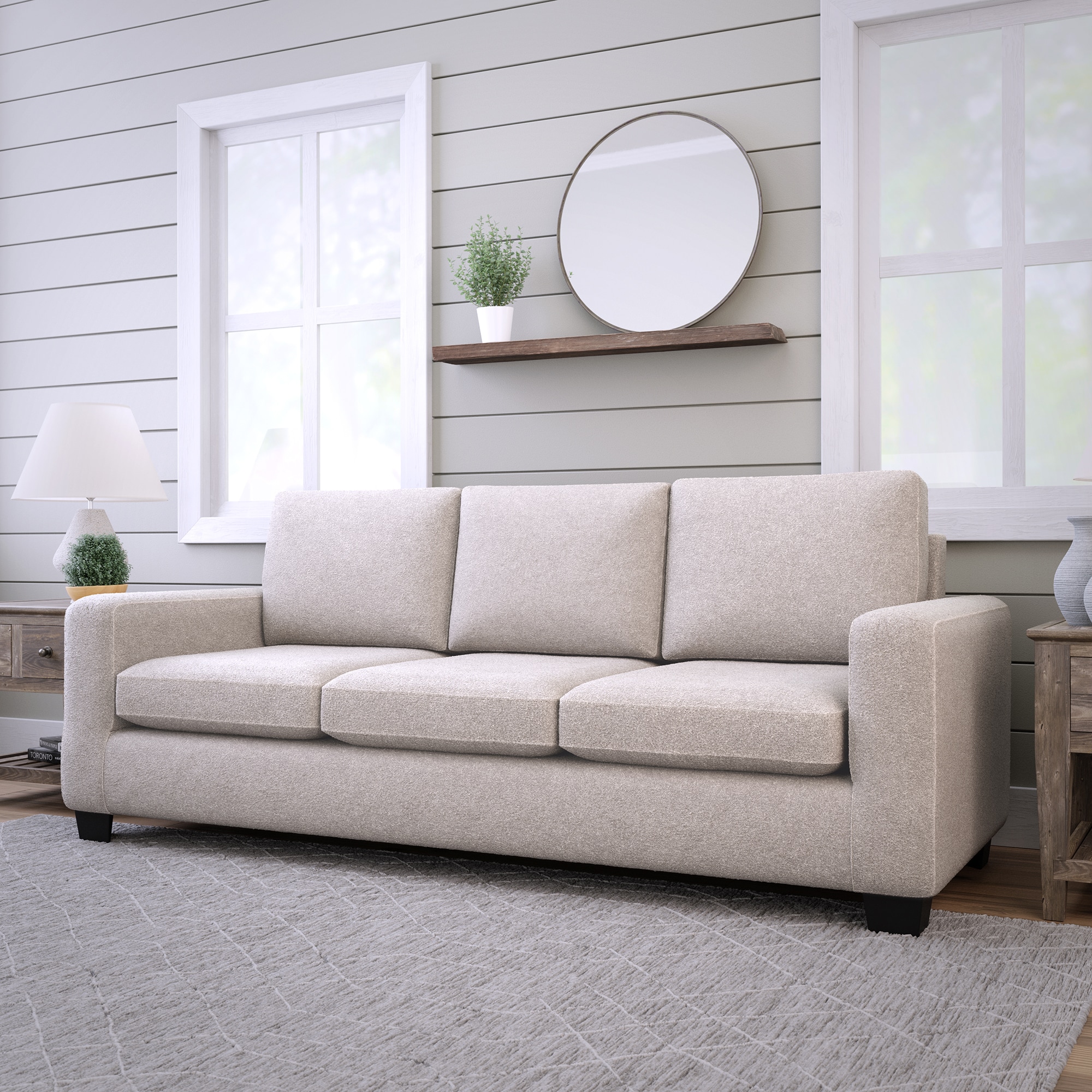 Brookside Shay 83-in Modern Light Brown Polyester/Blend 3-seater Sofa ...