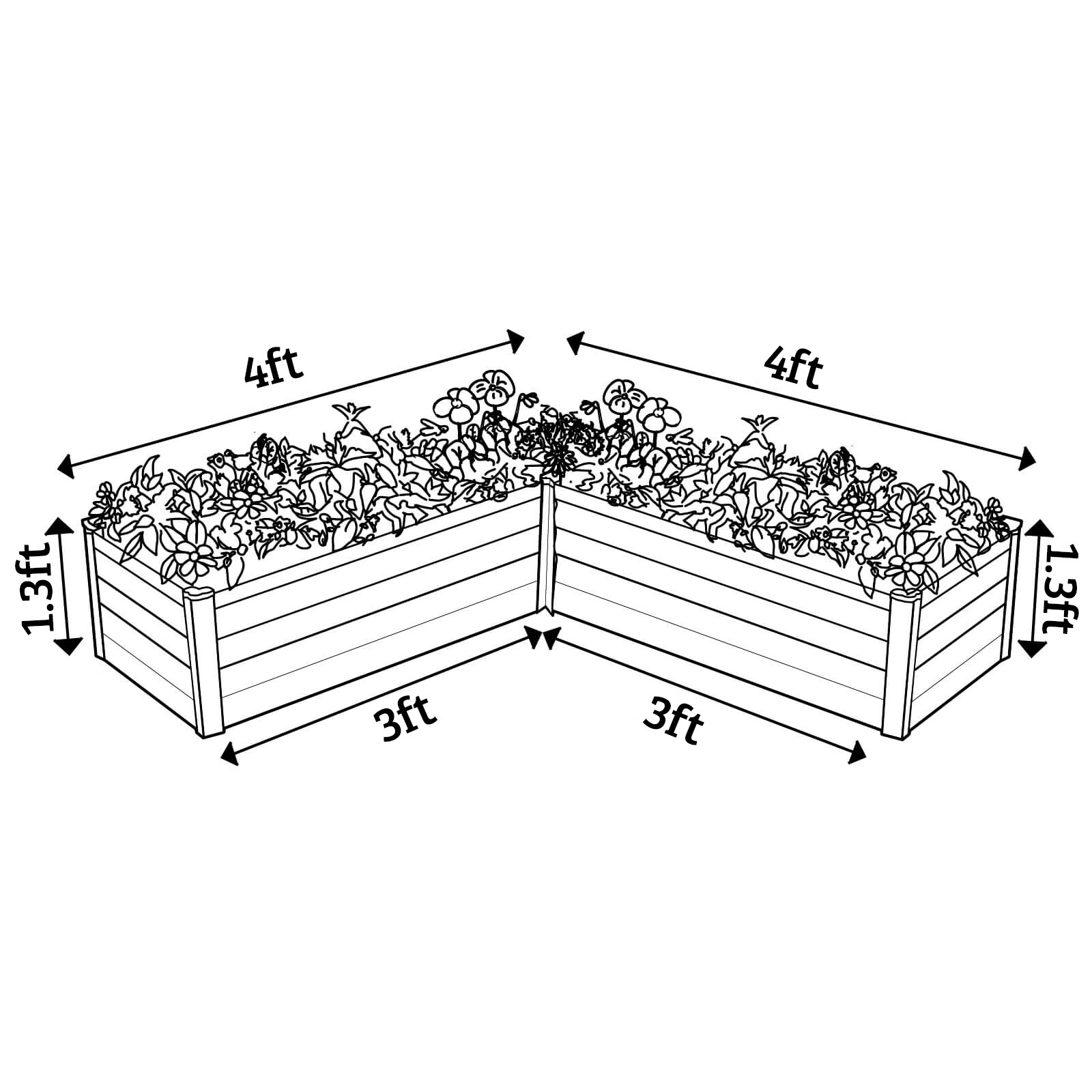 Woodland Gray Galvanized Metal L-Shaped Raised Garden Bed