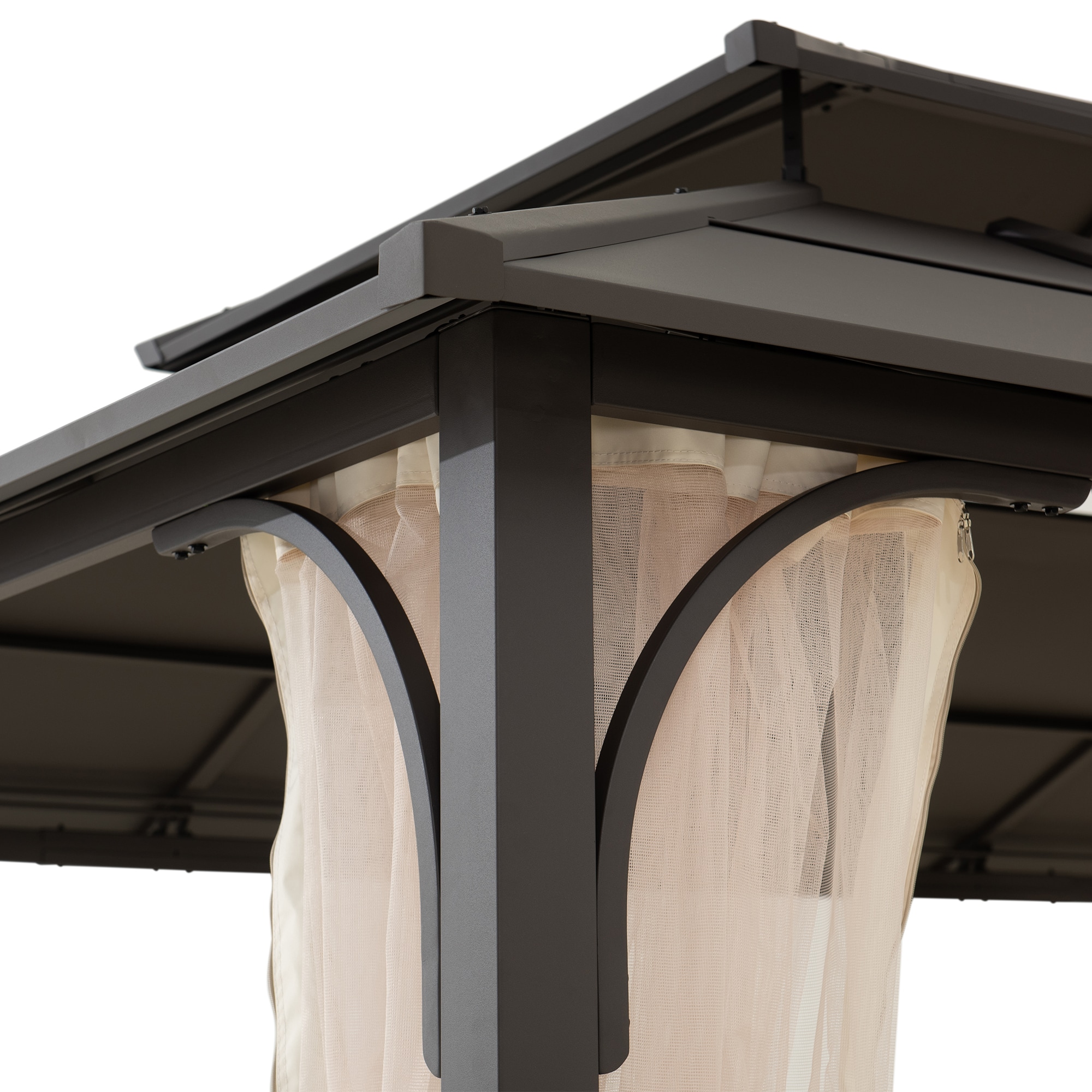 Sunjoy 12 x 16 ft. Black Steel Hardtop Gazebo with Netting