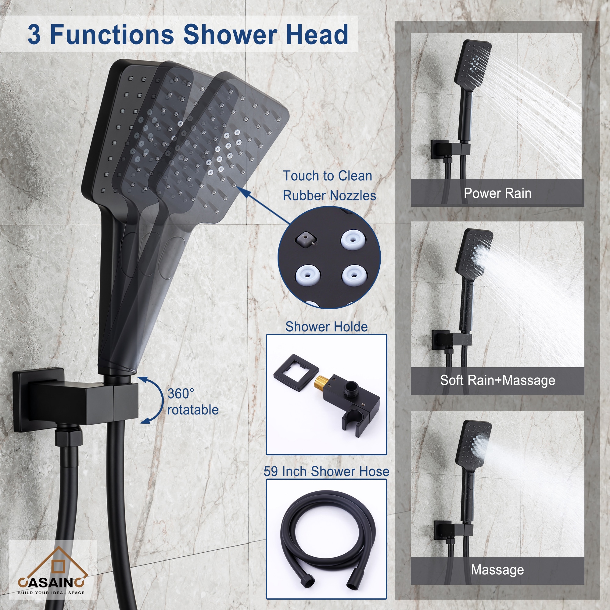 CASAINC CASA09MB Showerhead-Bar-Panels - View #3