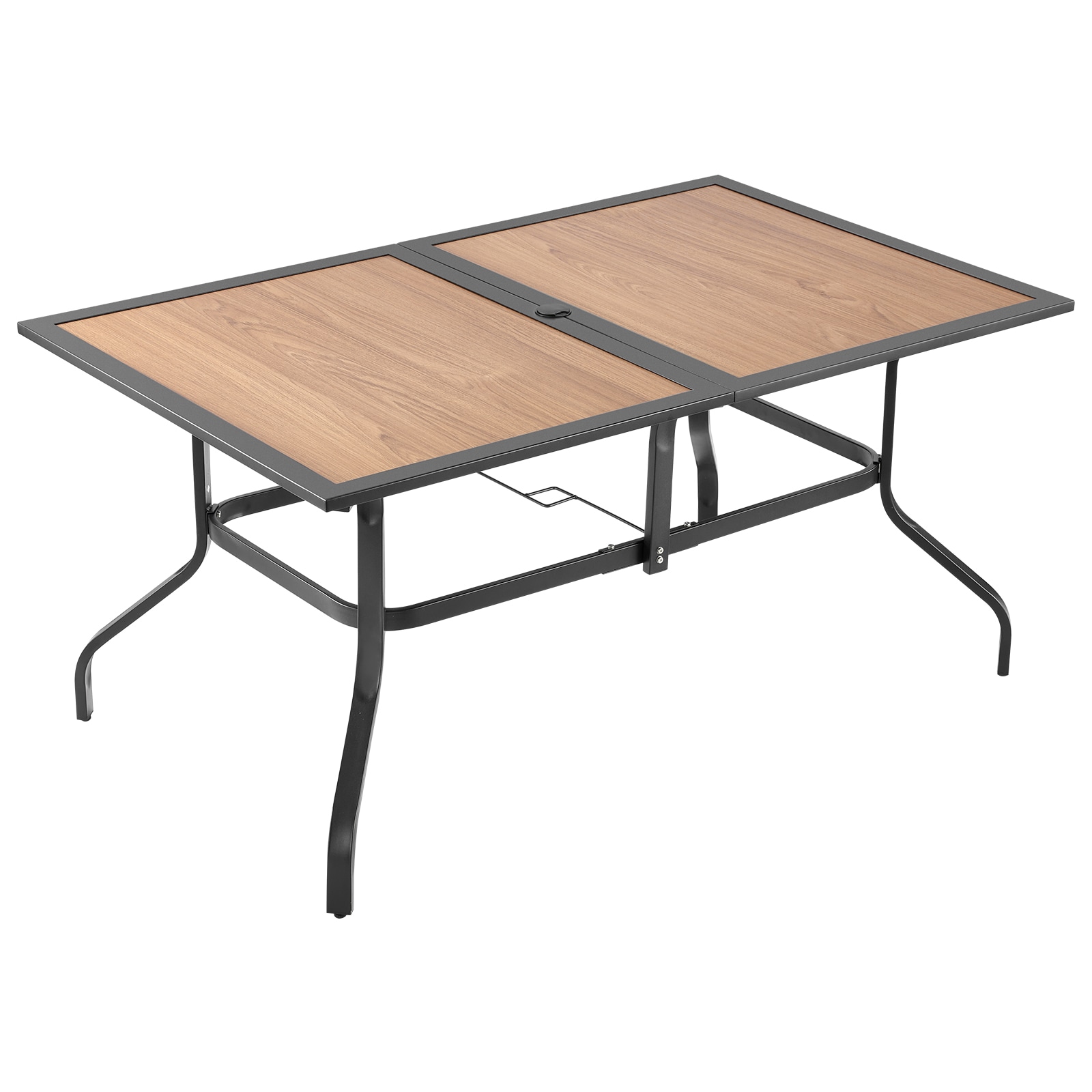 VEVOR - Outdoor Patio Dining Table 59 inch Long Rectangular Wood-Like Steel Slat Backyard Bistro ...
