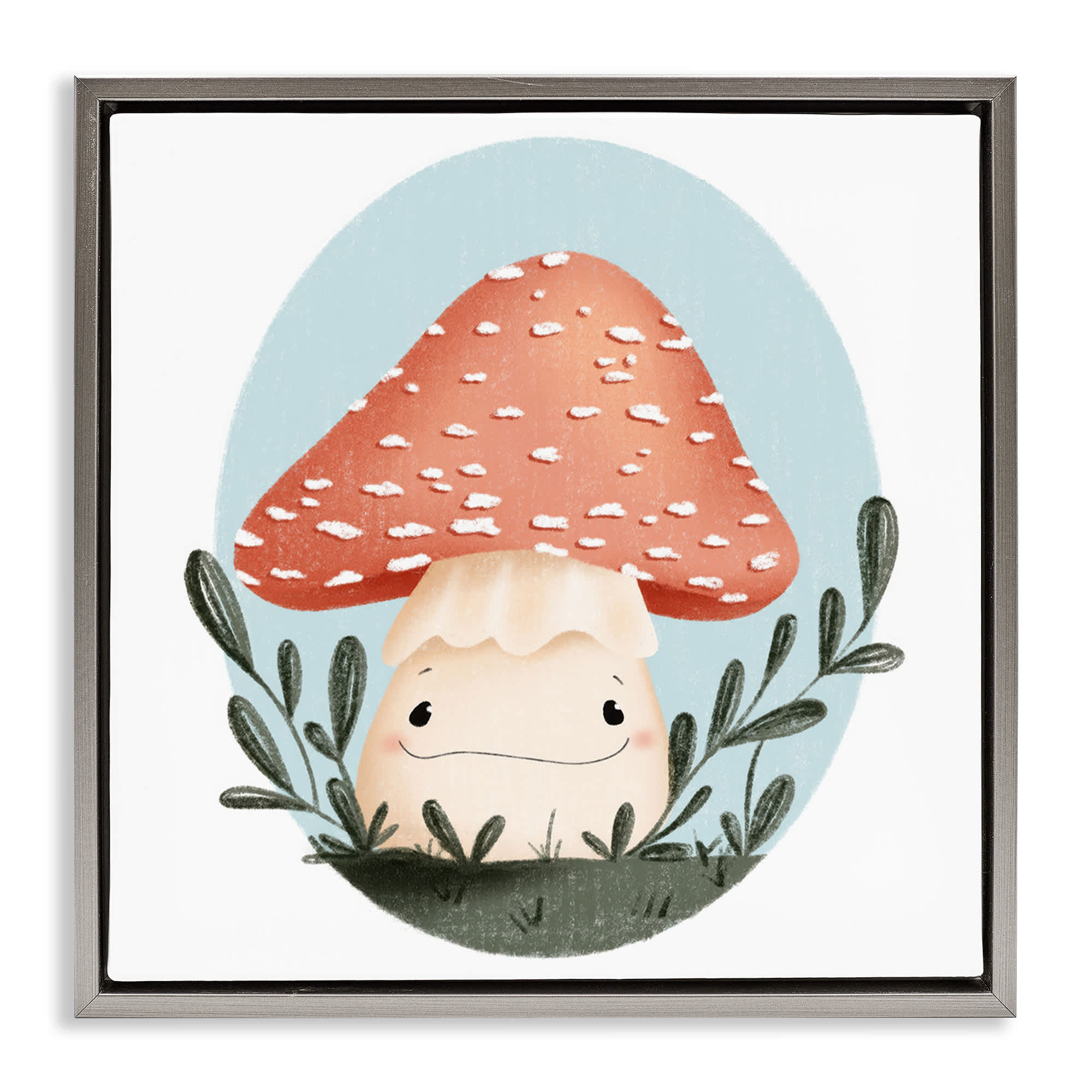 Stupell Industries BT-435-FFL-24X24 Smiling Mushroom In Nature Floating Frame design by Sarah Hickman