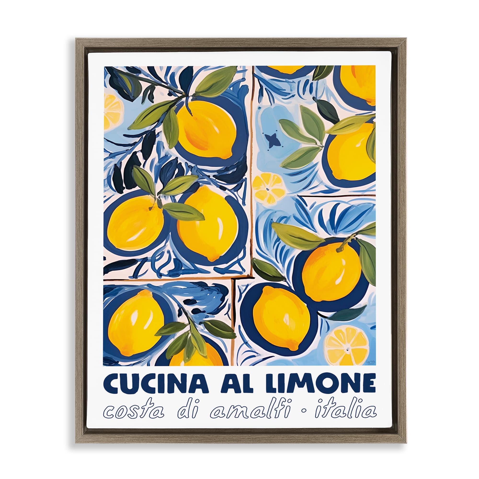 Stupell Industries BS-699-FFE-24X30 Bright Mediterranean Lemons Brown Framed Floater Canvas Wall Art By Lux + Me Designs 25 x 31