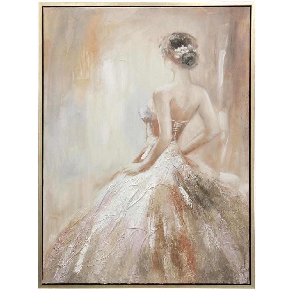 StyleCraft Home Collection WI33244DS Light Brown Wood Framed 48-in H x 36-in W Abstract Canvas Hand-Painted Print