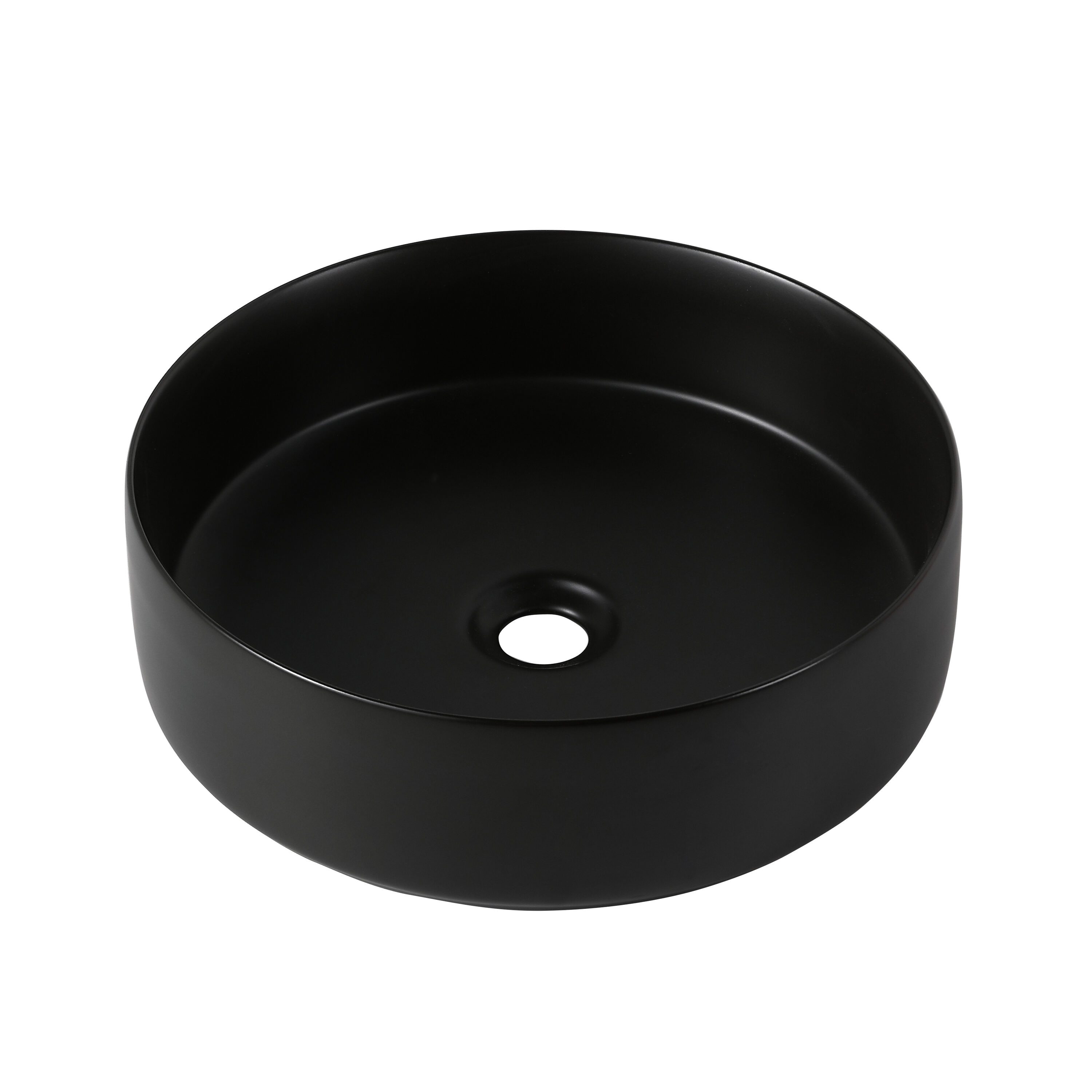 WELLFOR GLEM-104414 15.7-Inches x 15.7-Inches Black Ceramic Vessel Single sink Bathroom Vanity Top