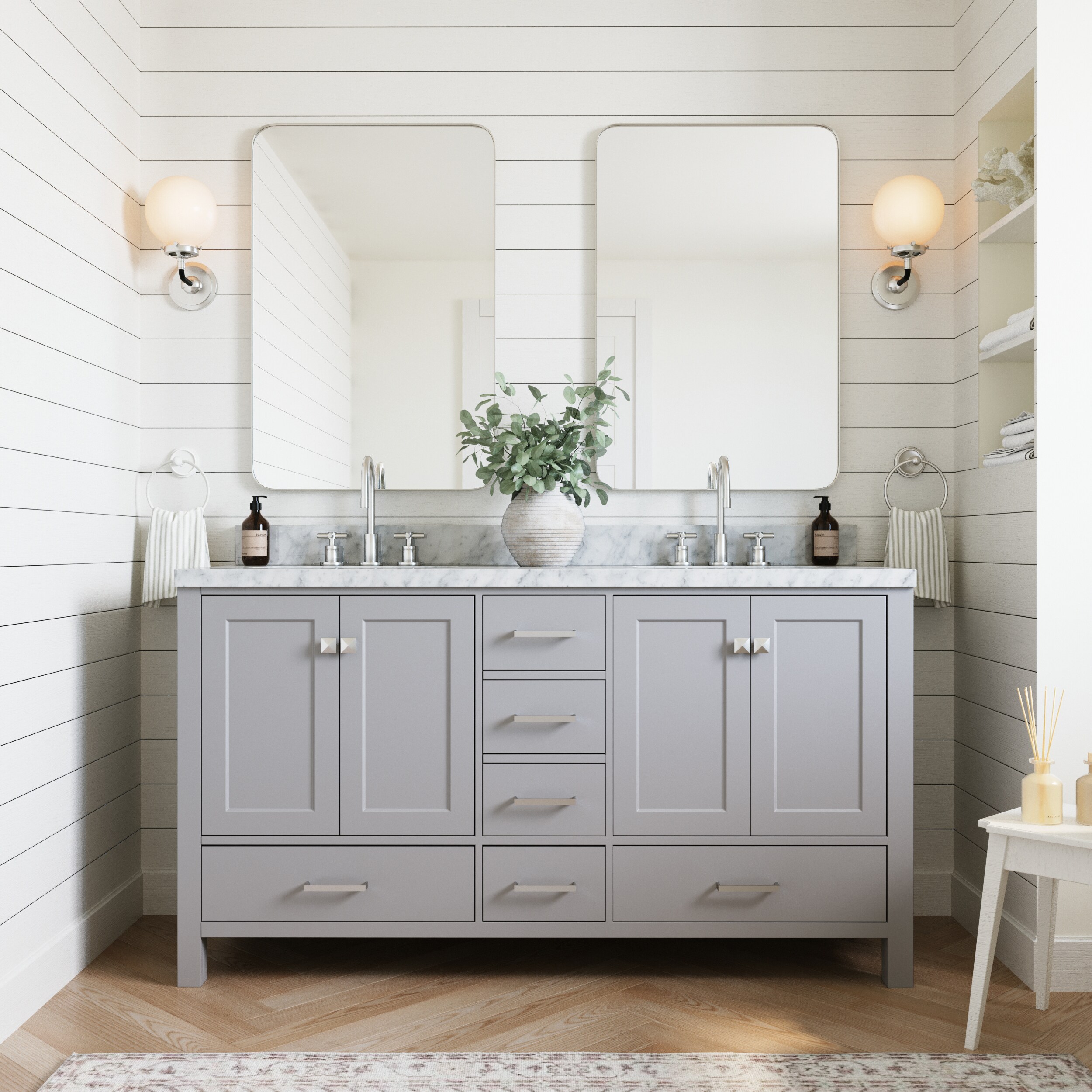 ARIEL Cambridge 60-in Grey Bathroom Vanity Cabinet in the Bathroom ...