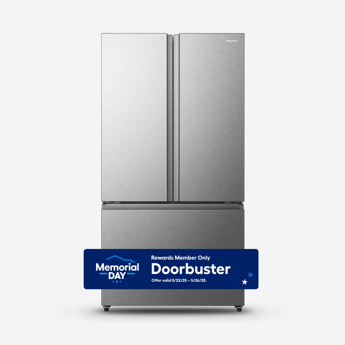 Hisense HRF266N6CSE1 PureFlat Standard-Depth 26.6-cu ft 3 -Door French Door Refrigerator with Ice Maker with Water Dispenser ( Fingerprint resistant stainless steel ) ENERGY STAR Certified