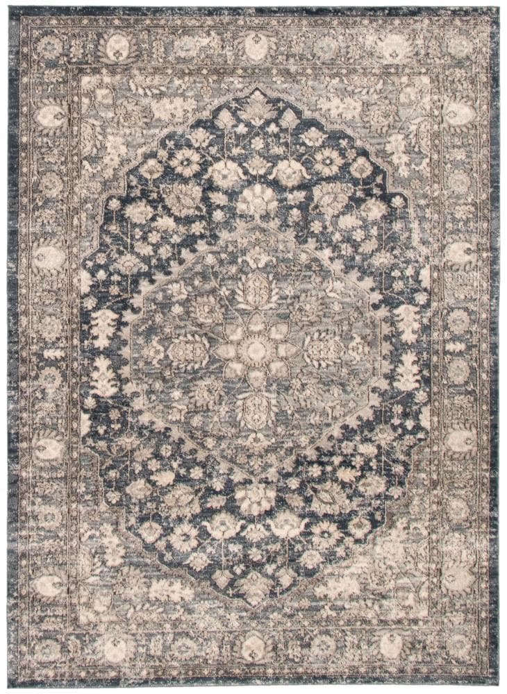 ECARPETGALLERY 324518 Oregon Tabriz 7 x 10 (ft) Loomed Polypropylene Grey Rectangular Indoor Distressed/Overdyed Vintage Area rug