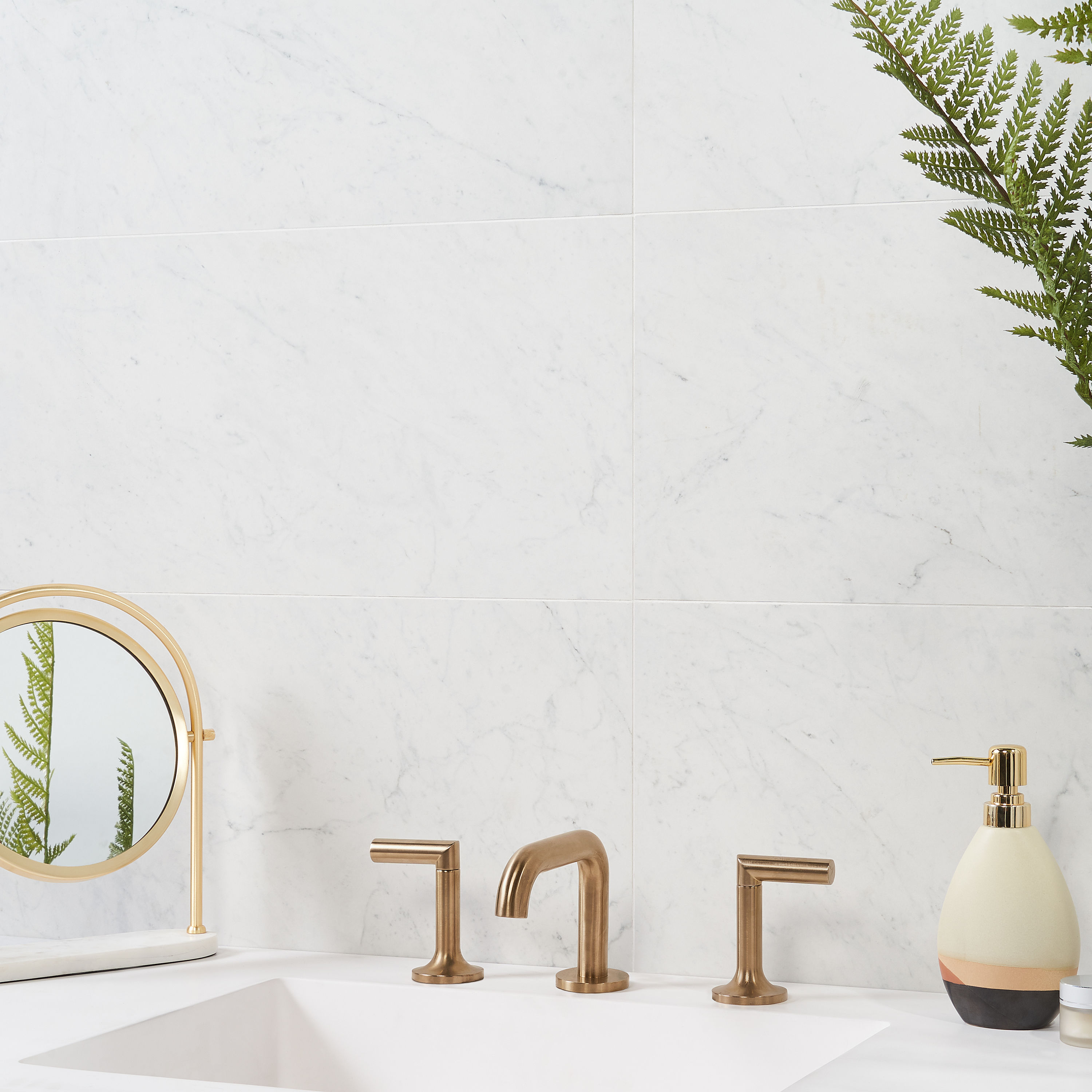 Saroshi 12" x 24" Matte White Marble Look Porcelain Tile