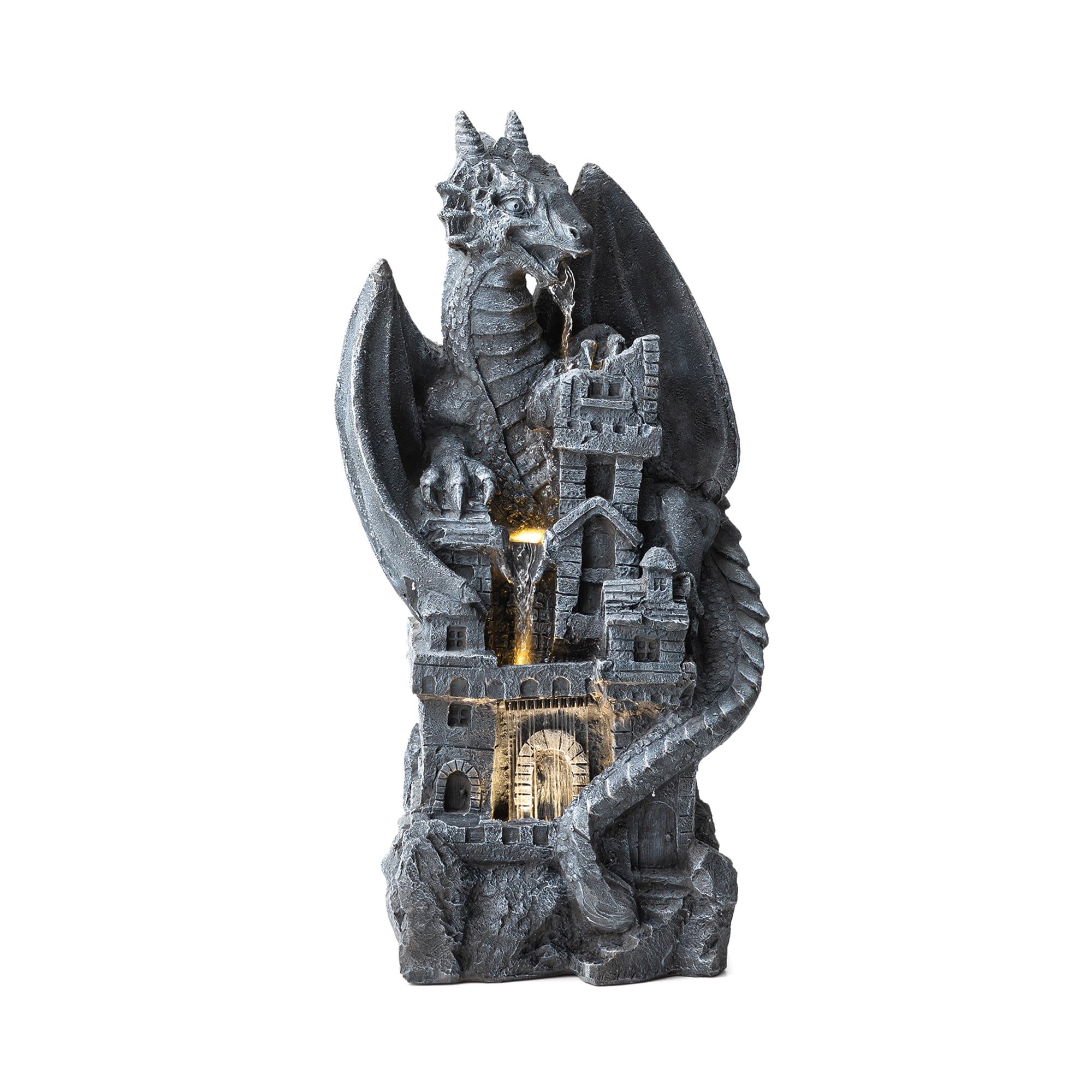 Glitzhome 2007300069 36.5-in H Resin Outdoor Fountain Statue Pump Included