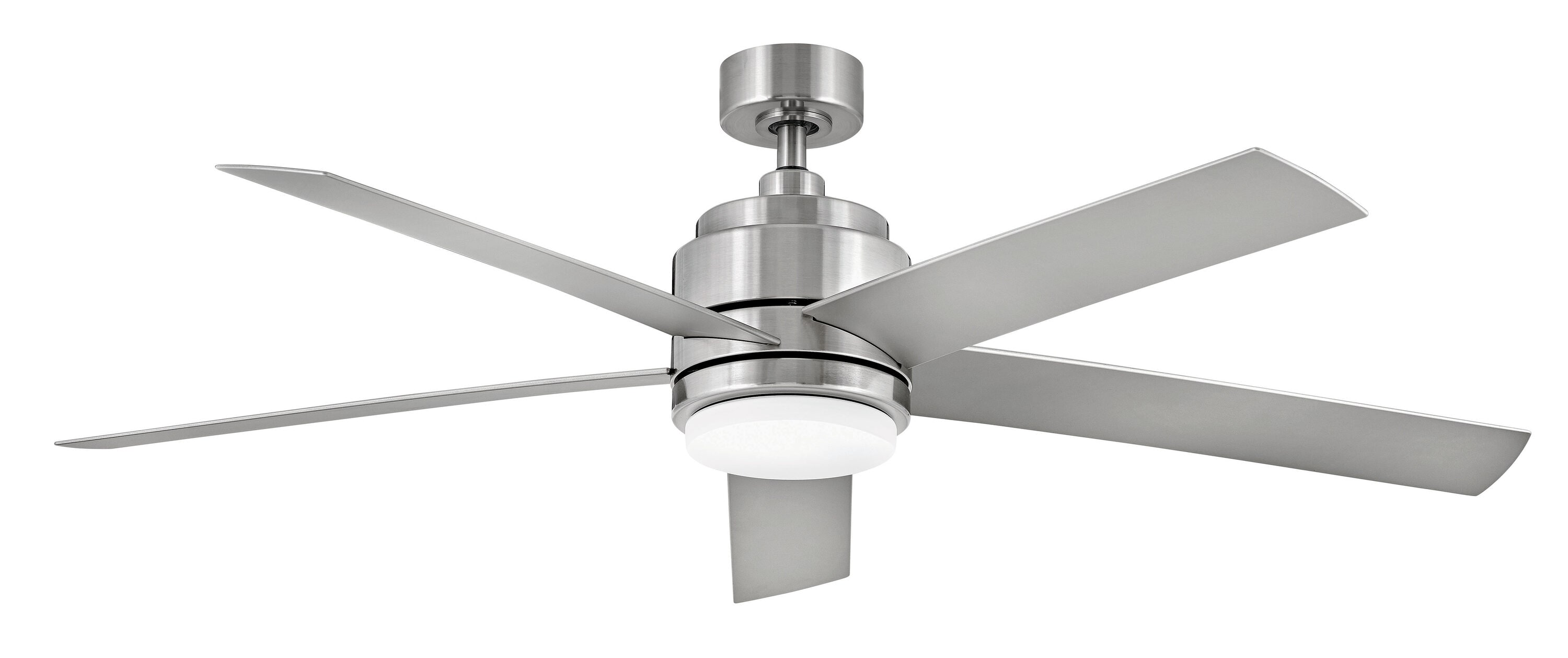 Hinkley 902054FBN-LWA Tier 54-in Integrated LED Outdoor Smart Brushed Nickel with Silver Blades Propeller Ceiling Fan With Light - Remote Included ( 5 -Blade )