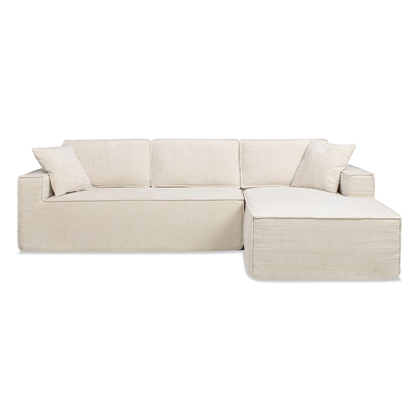 Jennifer Taylor Home LXVN-R-66550 Brenley 110.5-Inches Midcentury Porcelain Light Beige Chenille 4 -seater Sectional